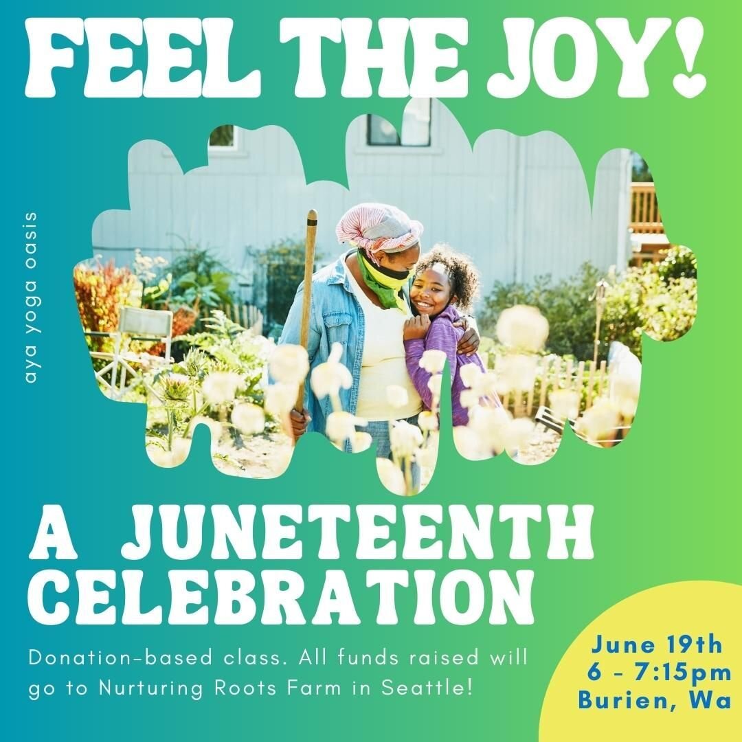 FEEL THE JOY! | A Juneteenth Celebration

On June 19th, 2023 from 6pm to 7:15pm, join us for a joyful, donation-based practice celebrating Juneteenth.

Danielle and Katie will guide you through breathwork, a gentle asana flow, and guided meditation t