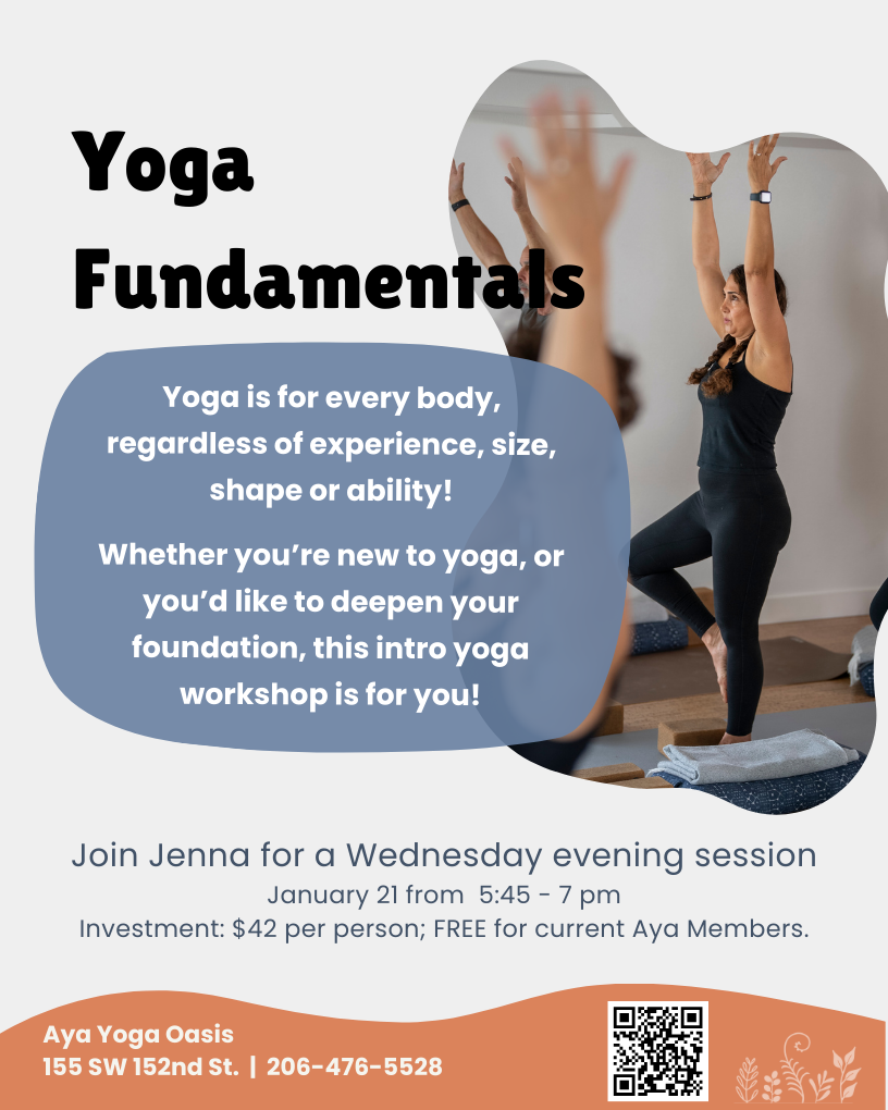 Beginners yoga workshop, January, Burien