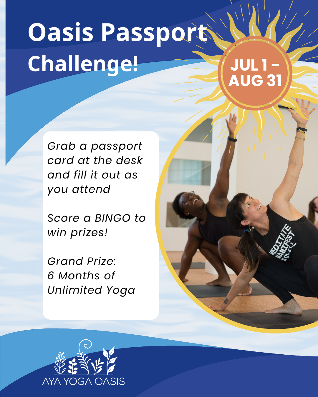 Burien's favorite summer yoga challenge is happening now at Aya Yoga Oasis!