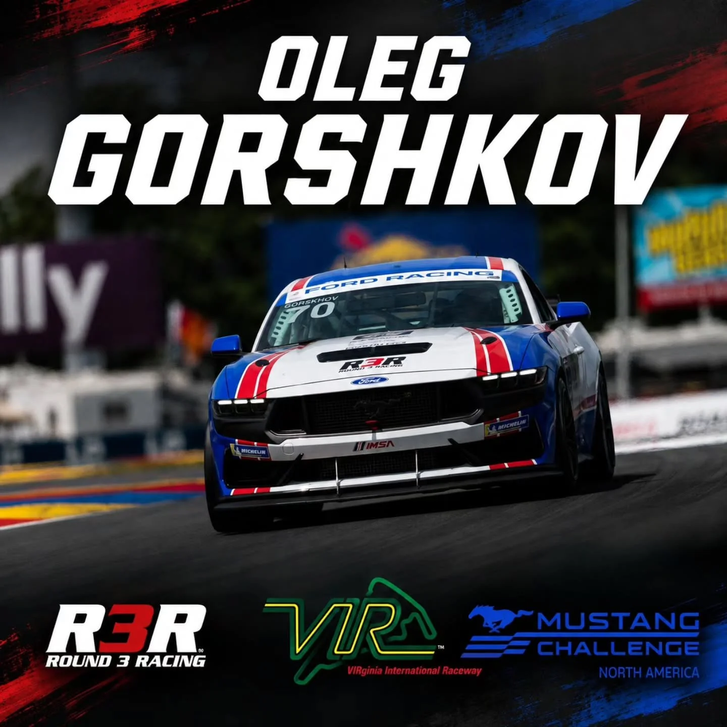 He's Back! @ognycview is back in the number 70 @valleyautomotivegroup @fordracing Mustang Dark Horse R for the next round of @mustangchallengena at @virnow next week. In his first weekend in the car, Oleg swept the wins in the Dark Horse Legends clas
