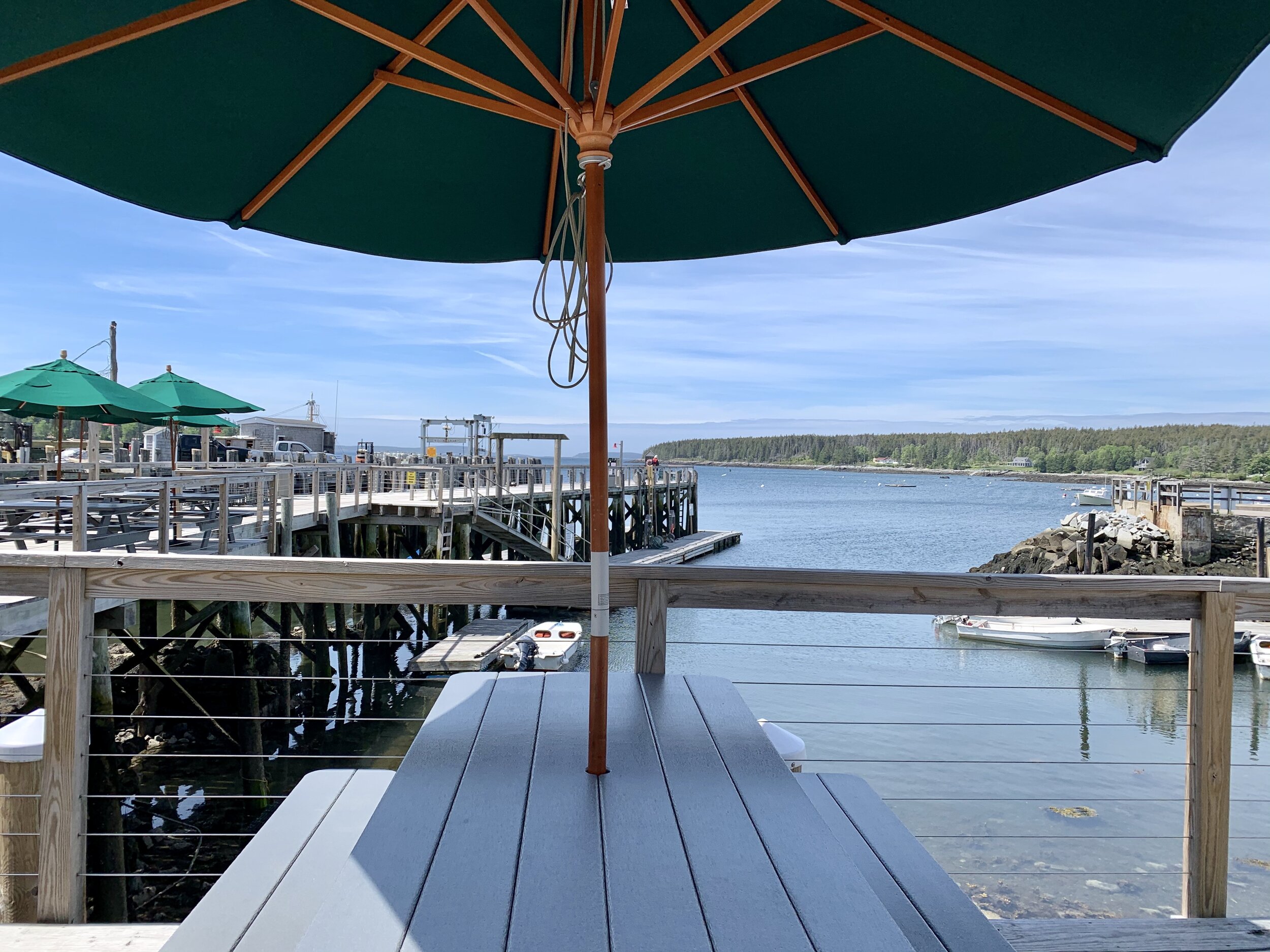 Harbor view from picnic table on the dock