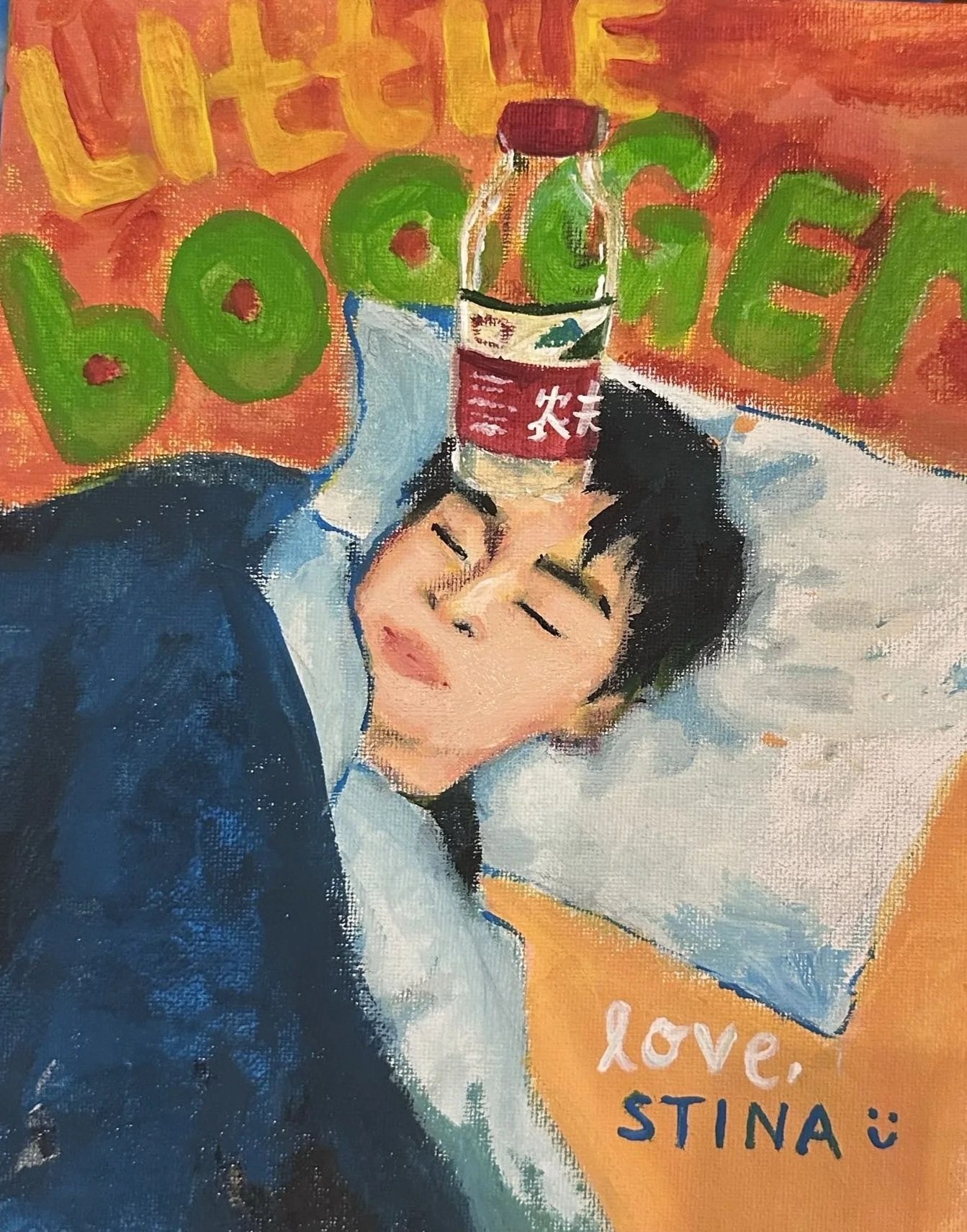 5/10/26 organized a family paint night for mother's day! quick painting of my lil brother as a gift to my mom heh