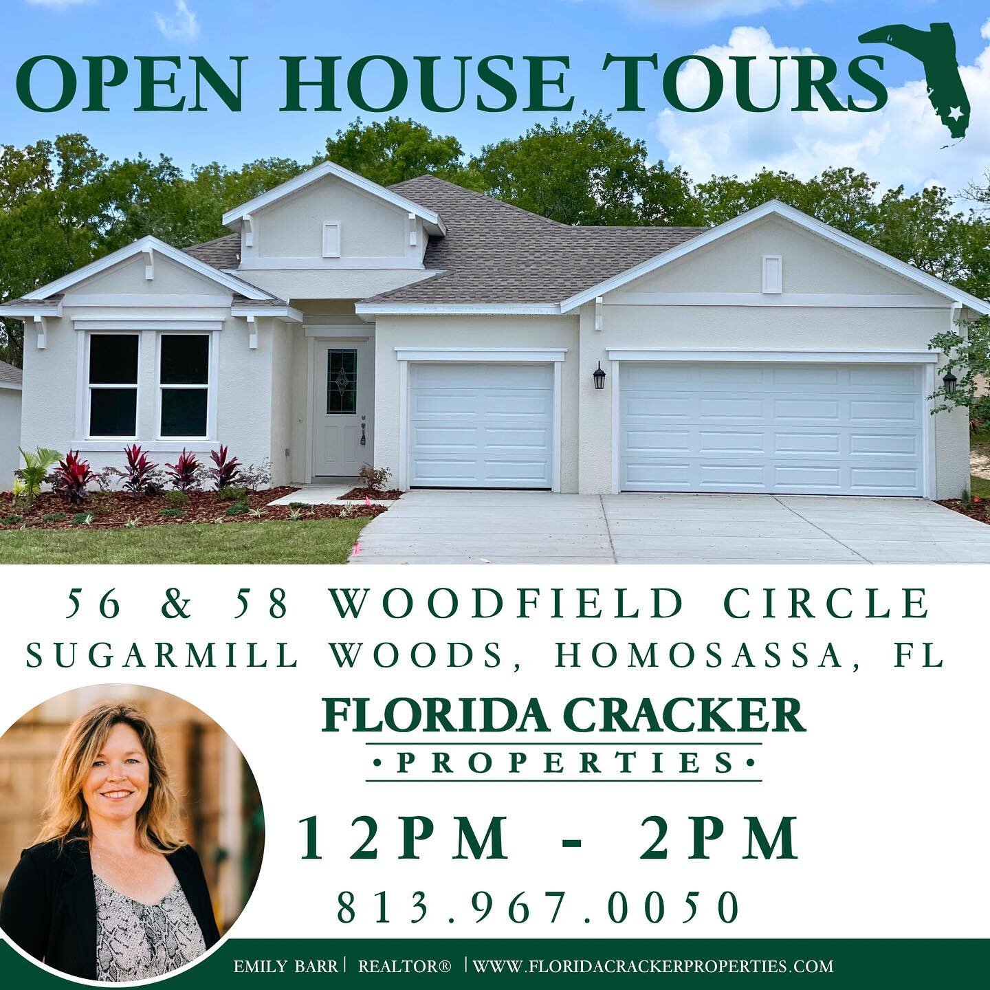 Join Emily Friday for an Open House Event at Sugarmill Woods in Homosassa! 

She will be out there 12pm -2pm and giving tours of several quick move-in homes available. 

Emily Barr | 813.967.0050 | @emilybarr_fcp