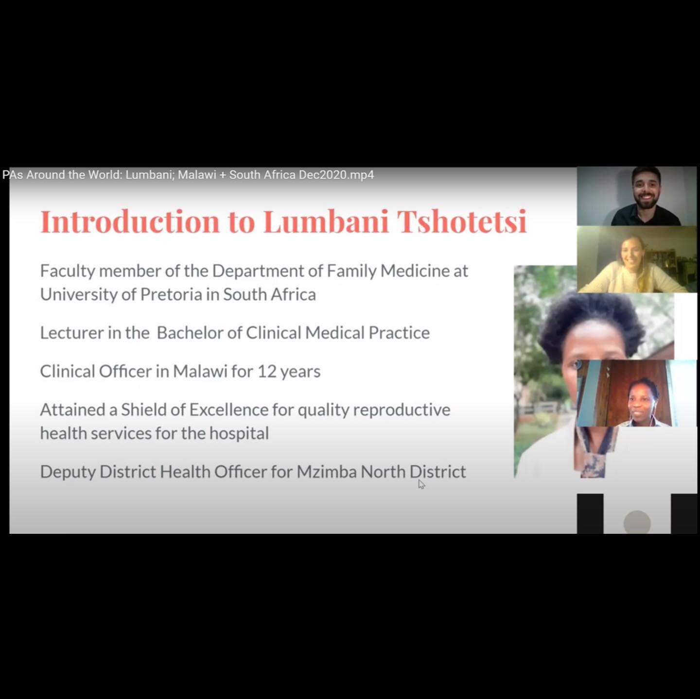 We are so honoured to have Madam Lumbani Tshotetsi, Clinical Associate from University of Pretoria South Africa, to come to our online IFPACS event &ldquo;PAs Around the World&rdquo; and share her experience as a Clinical Associate and her life journ