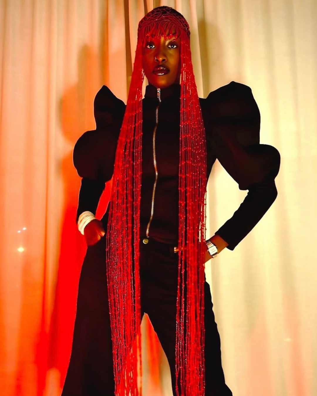 Female model wearing AMIKE STUDIO Mizi Headpiece