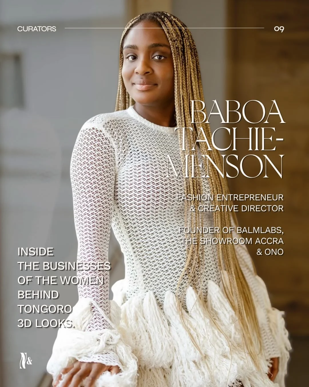 [CURATORS 09] Baboa Tachie-Menson (@_baboa) runs three ventures from Accra: Balmlabs (@balm.labs), where she creates 3D fashion design for labels like Tongoro Studio (@tongorostudio) and Diarrablu (@thediarrablu), The Showroom Accra (@theshowroomaccr