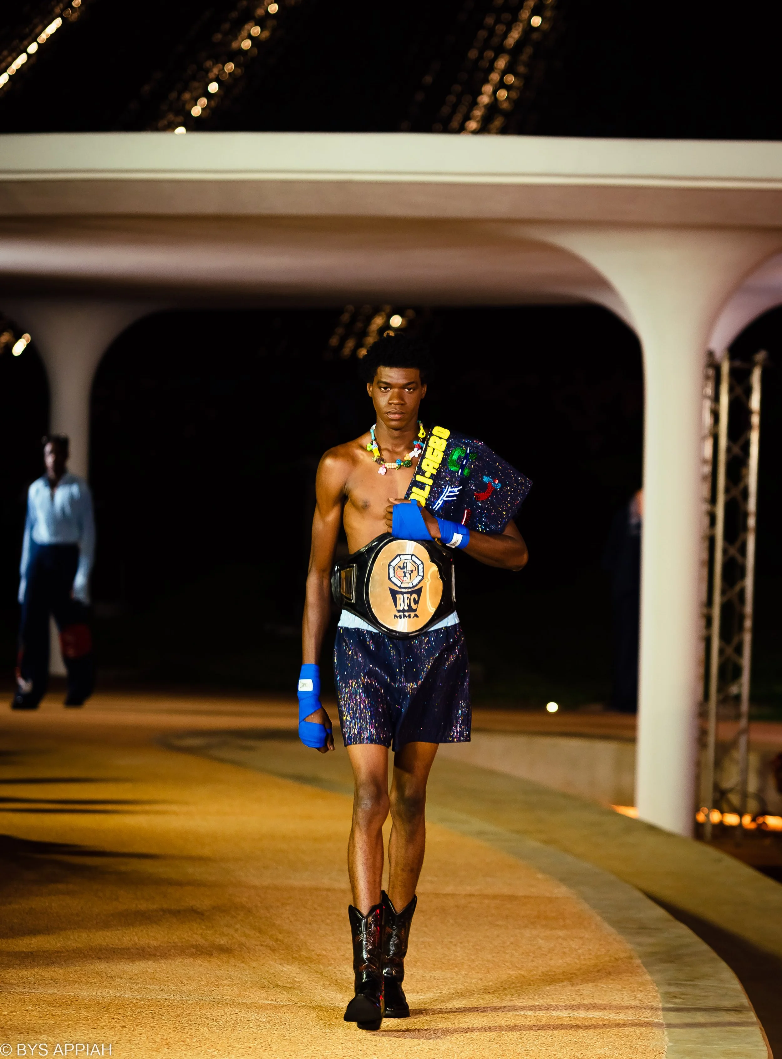 Model walking La Nuit de la mode runway for FARE