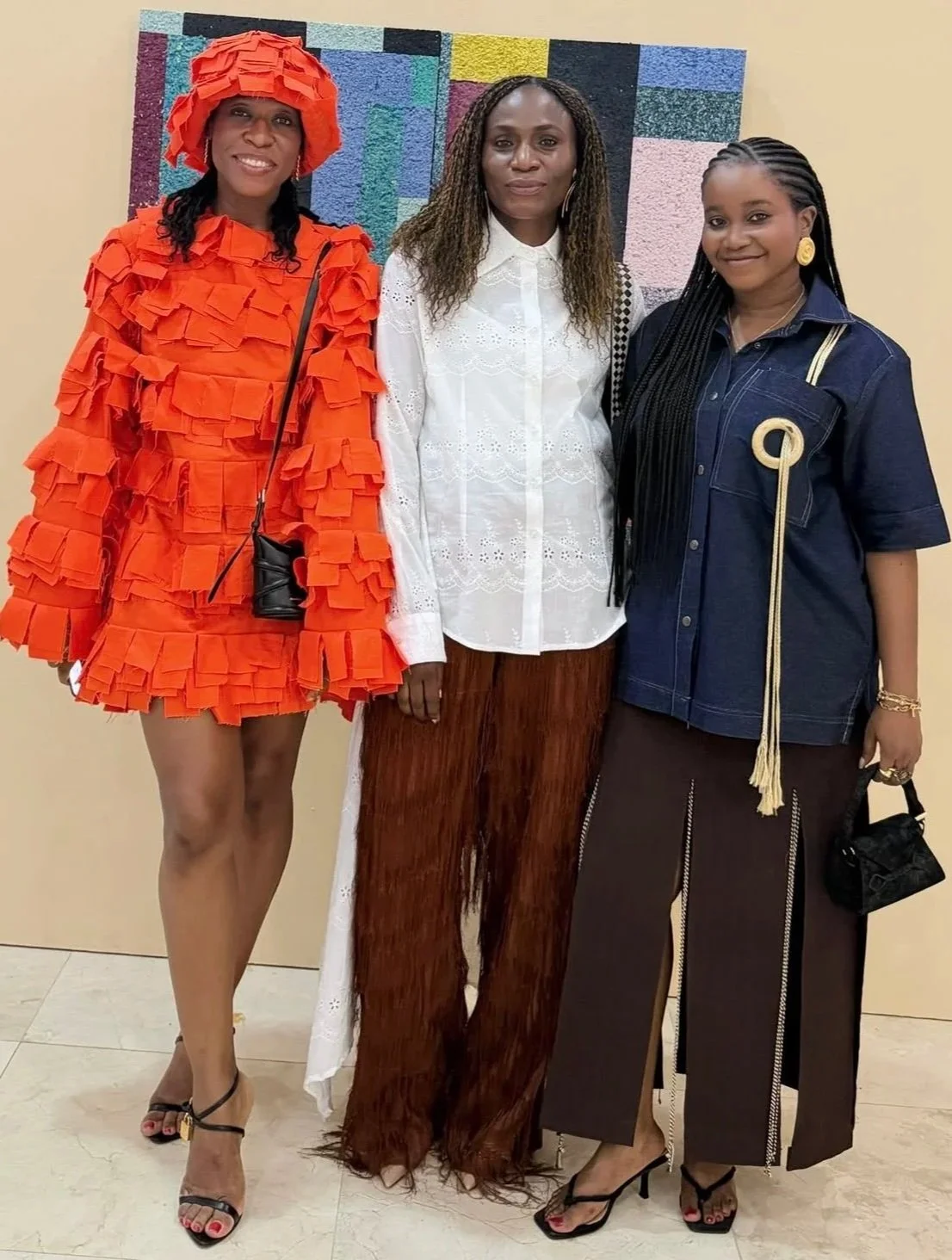 Creative Brand & Cultural Strategist Adeze Oguzie with Omoyemi Akerele and Ezinne Chinkata at Woven Threads VII in Lagos