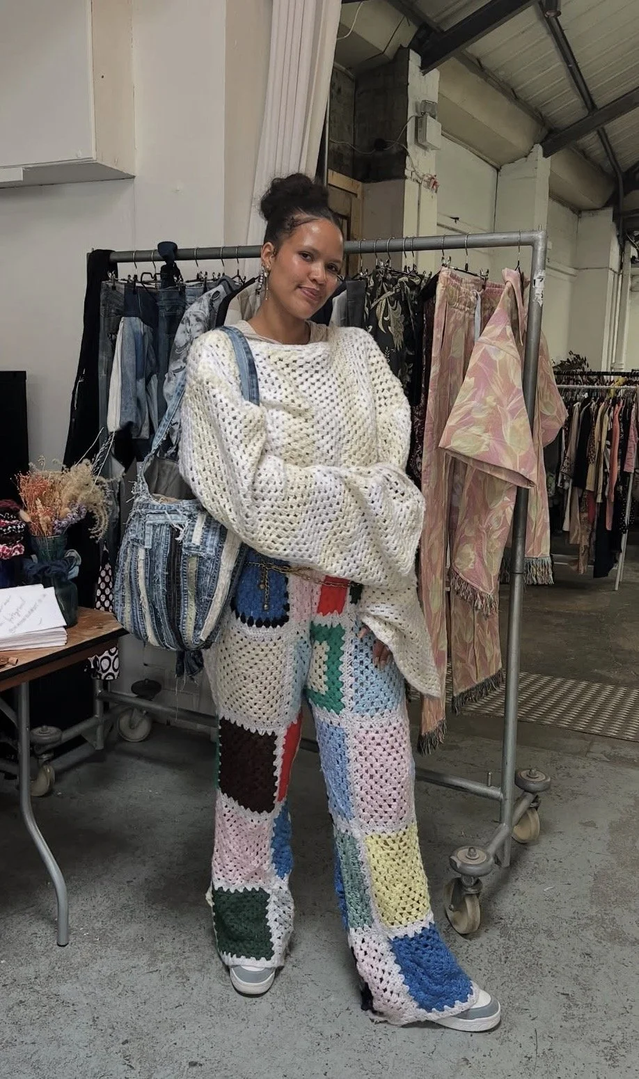Frida Nakarma Lidbom wearing designers pieces from Kantamanto market