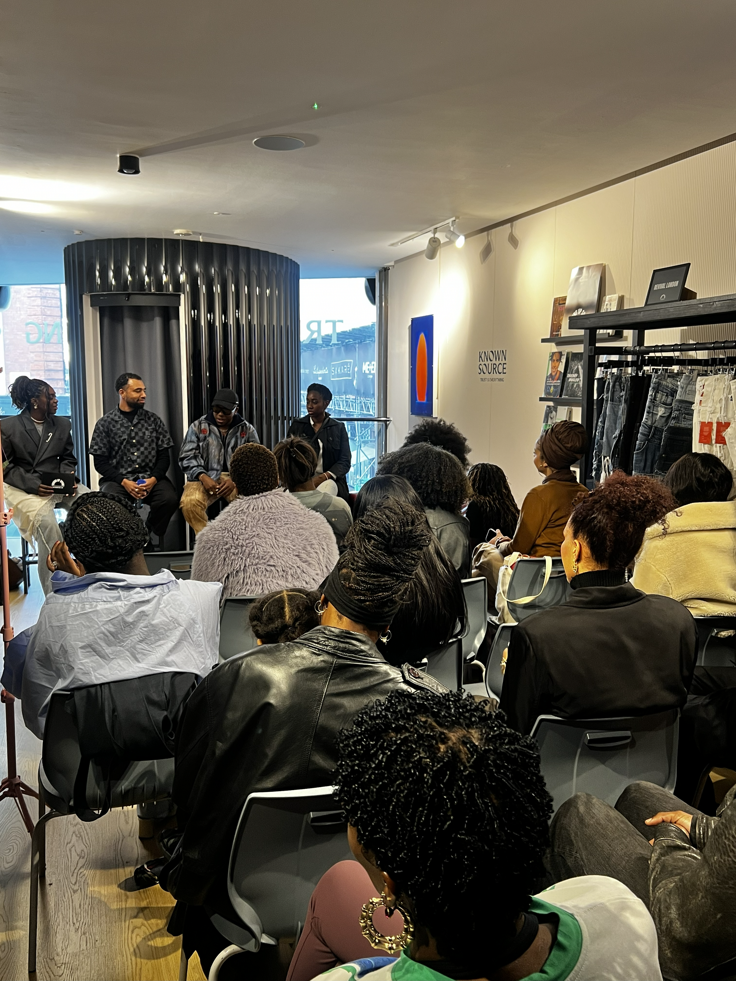 Panel talk and audience at the Taking Up Space pop-up in London