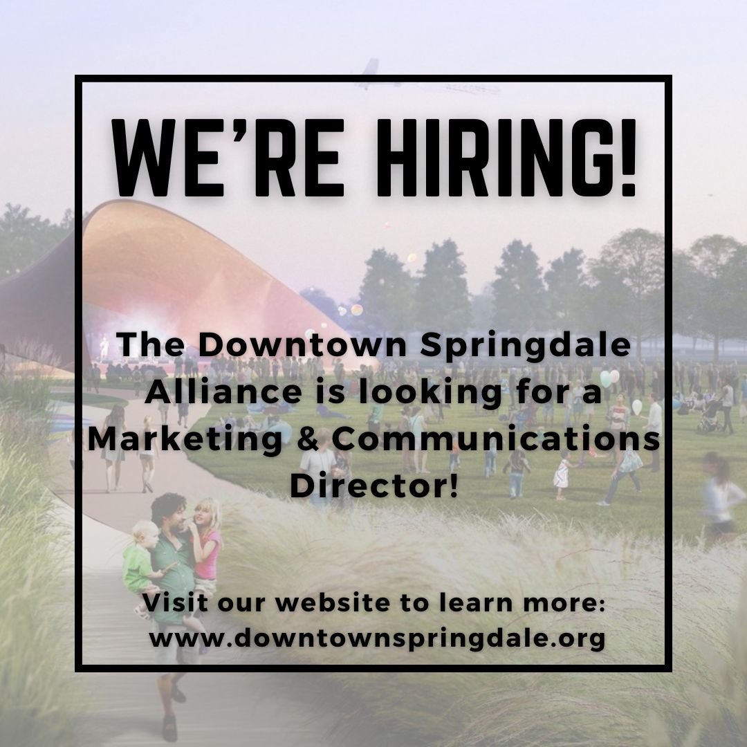 We're looking for a Marketing &amp; Communications Director to join our team!

Interested? Please apply. Know somebody who would be perfect the job, please share!
Find out more through the link in our bio. 

#downtownspringdale #nwarkansas