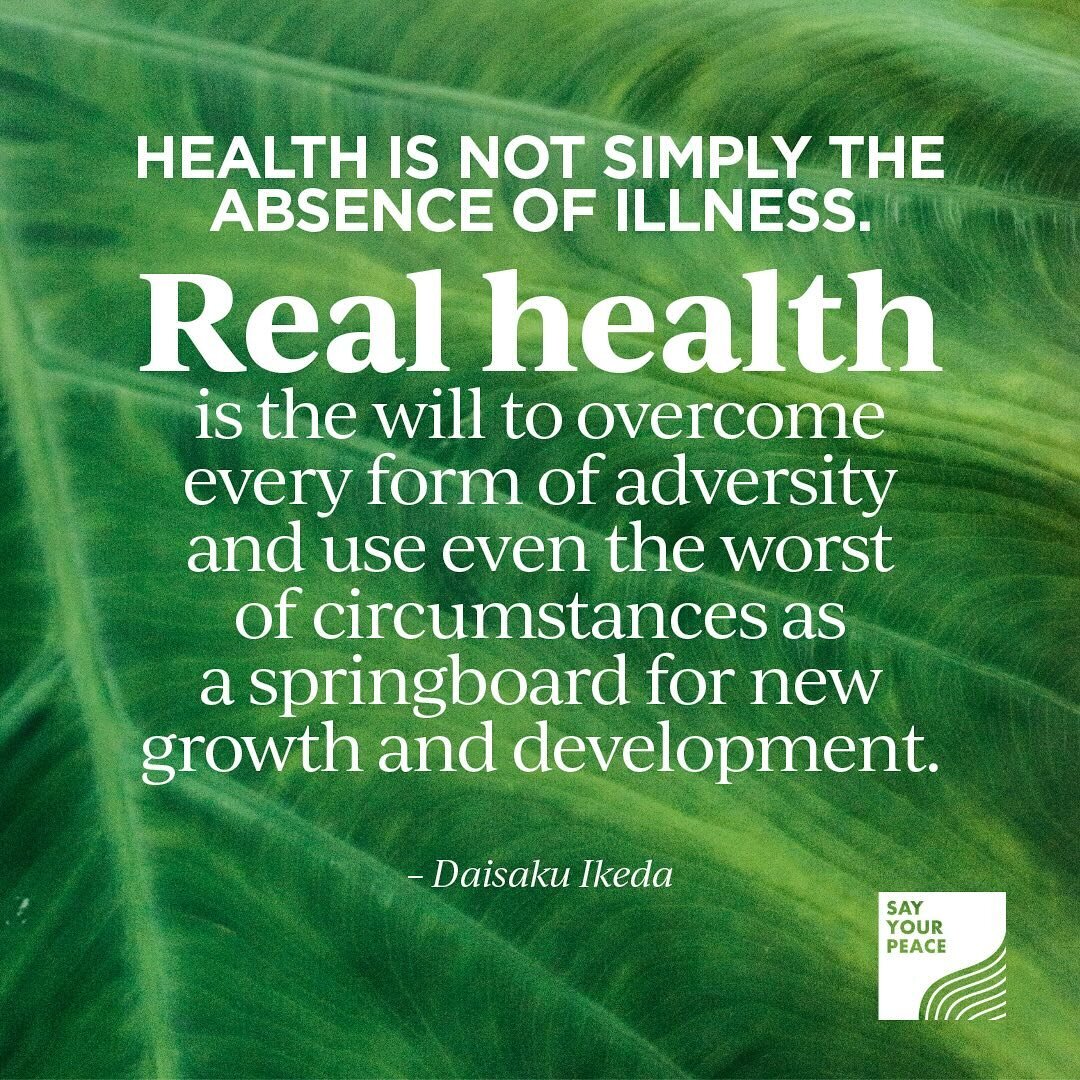 Quote of the Week &mdash; Full quote 🌿
 
&ldquo;Health is not simply the absence of illness. Real health is the will to overcome every form of adversity and use even the worst of circumstances as a springboard for new growth and development. Simply 