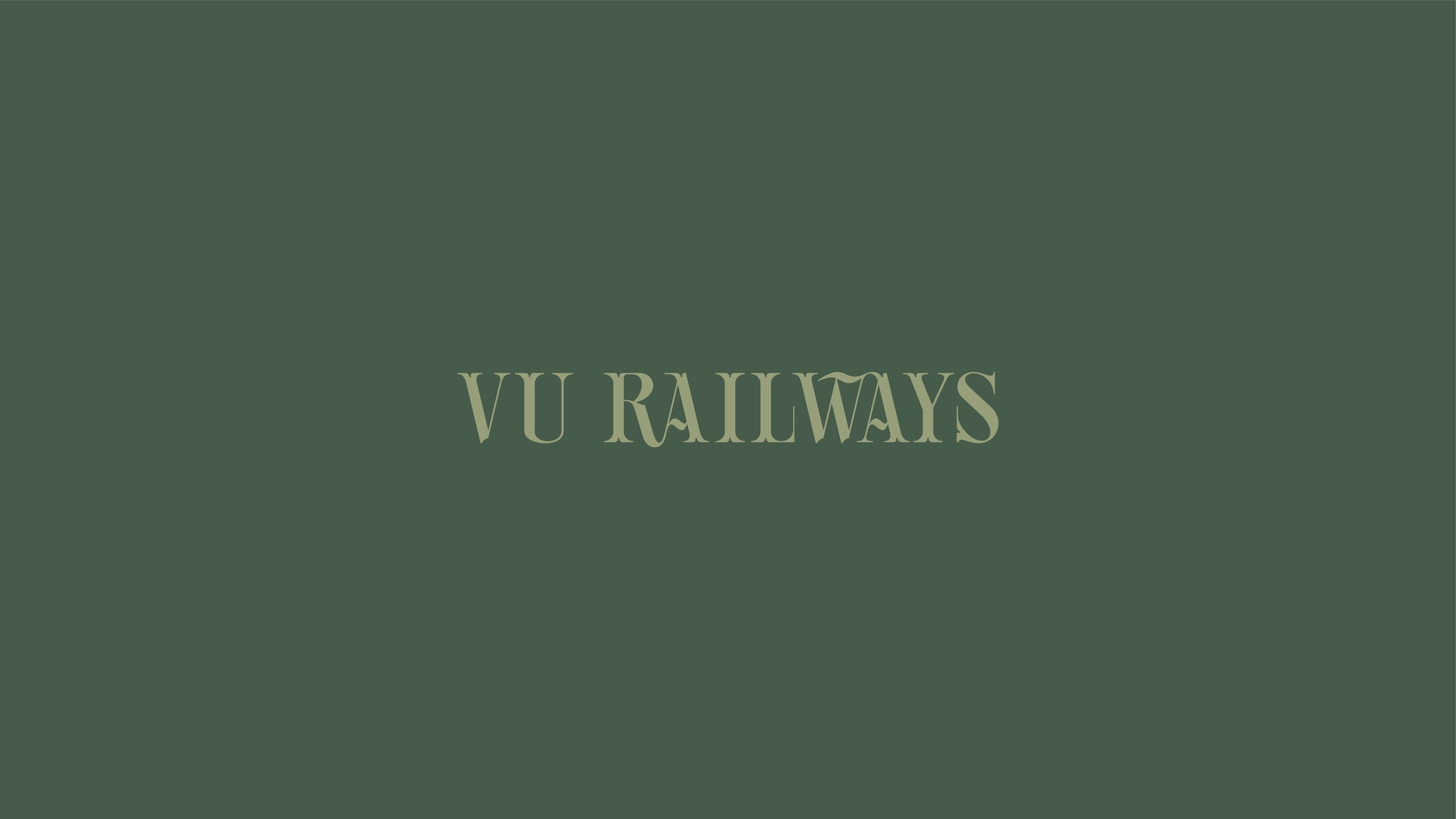  VU Railways text on green background holiday event branding. 