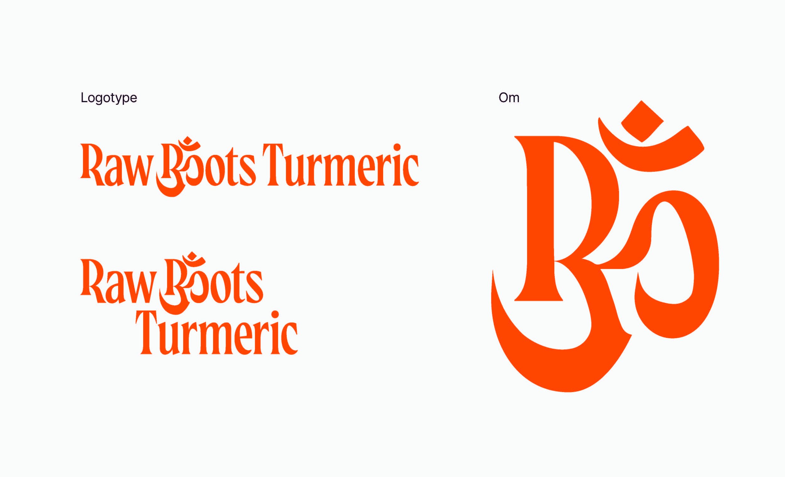  Raw Roots Turmeric designed logotype and logo with different formatting. 