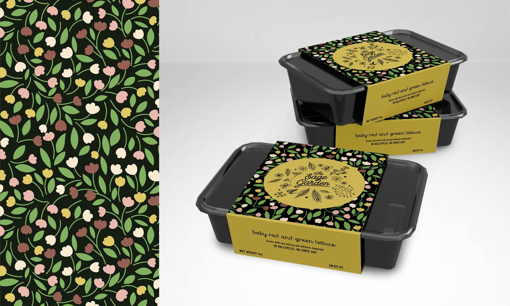  The Sage Garden patterned to-go boxes. 