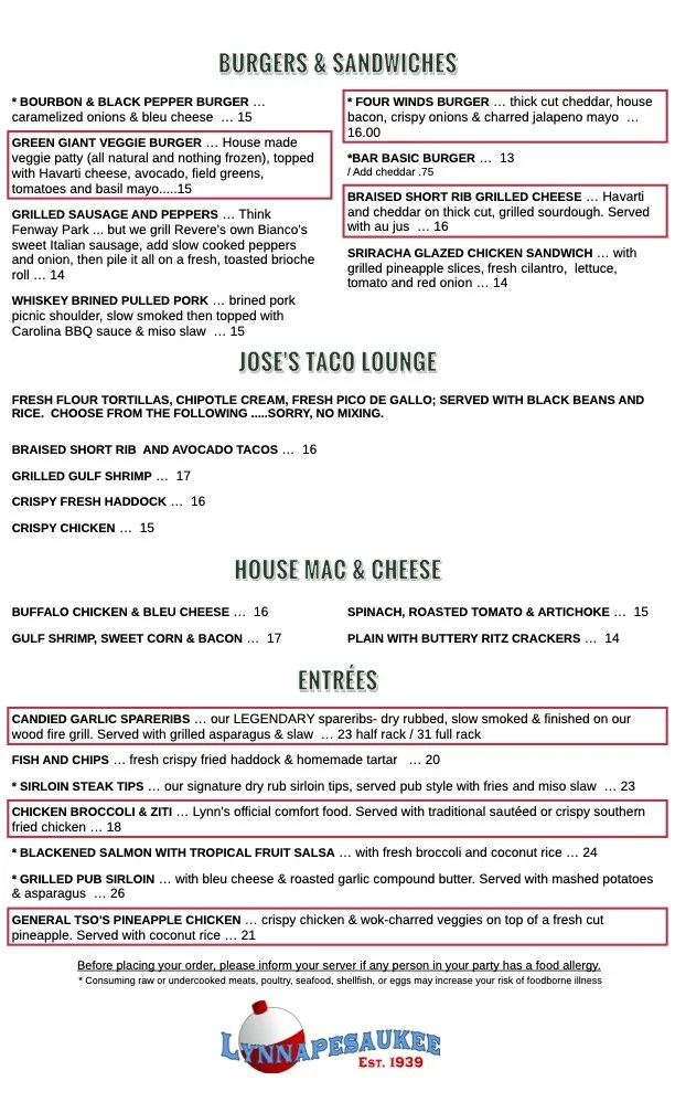 Menu — Four Winds Pub & Grill