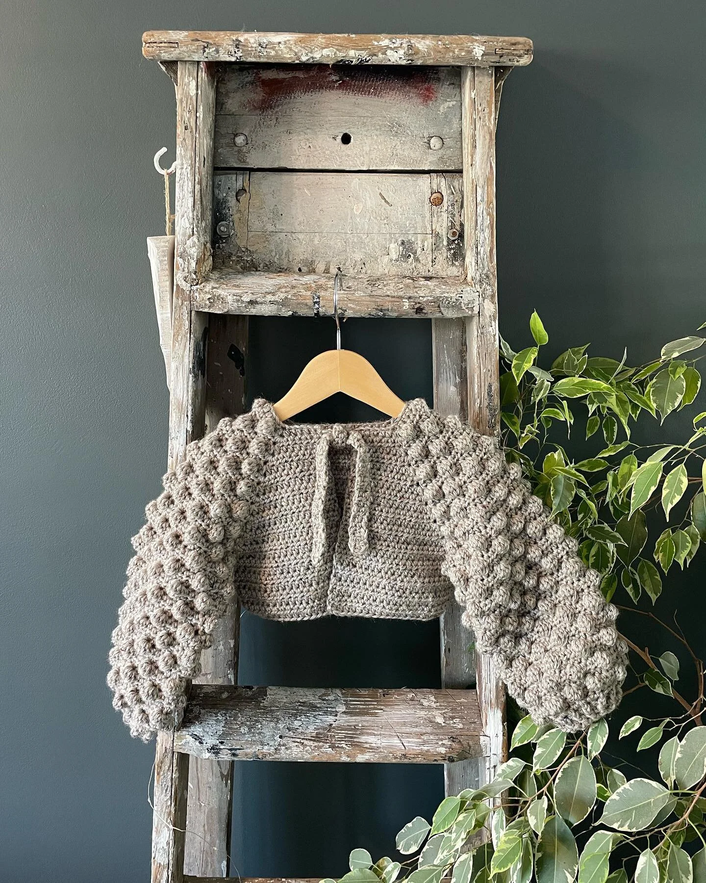 The Bobble Bolero in &lsquo;Cookie Dough&rsquo; is fresh off my hook. Just needs a name on the back now for a lovely customer. I&rsquo;m loving seeing the orders coming in for this. Any of the &lsquo;add a detail&rsquo; motifs are possible on this pi