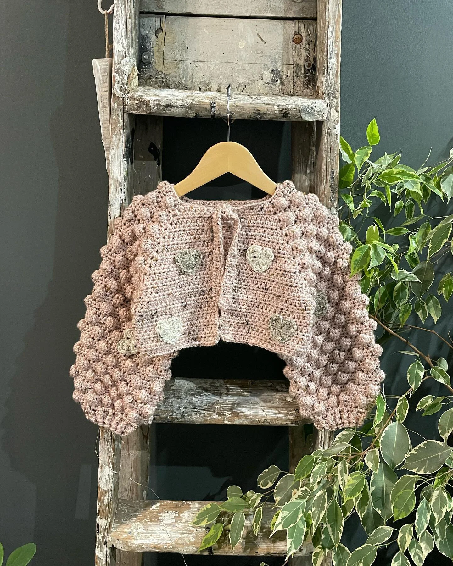 You can use any of the &lsquo;Add a detail&rsquo; options to this Bobble Bolero to the front and/or the back. This lovely lady ordered both. I&rsquo;m adding more details all the time. You can choose hearts like this lady, or a rainbow, a flower, a t