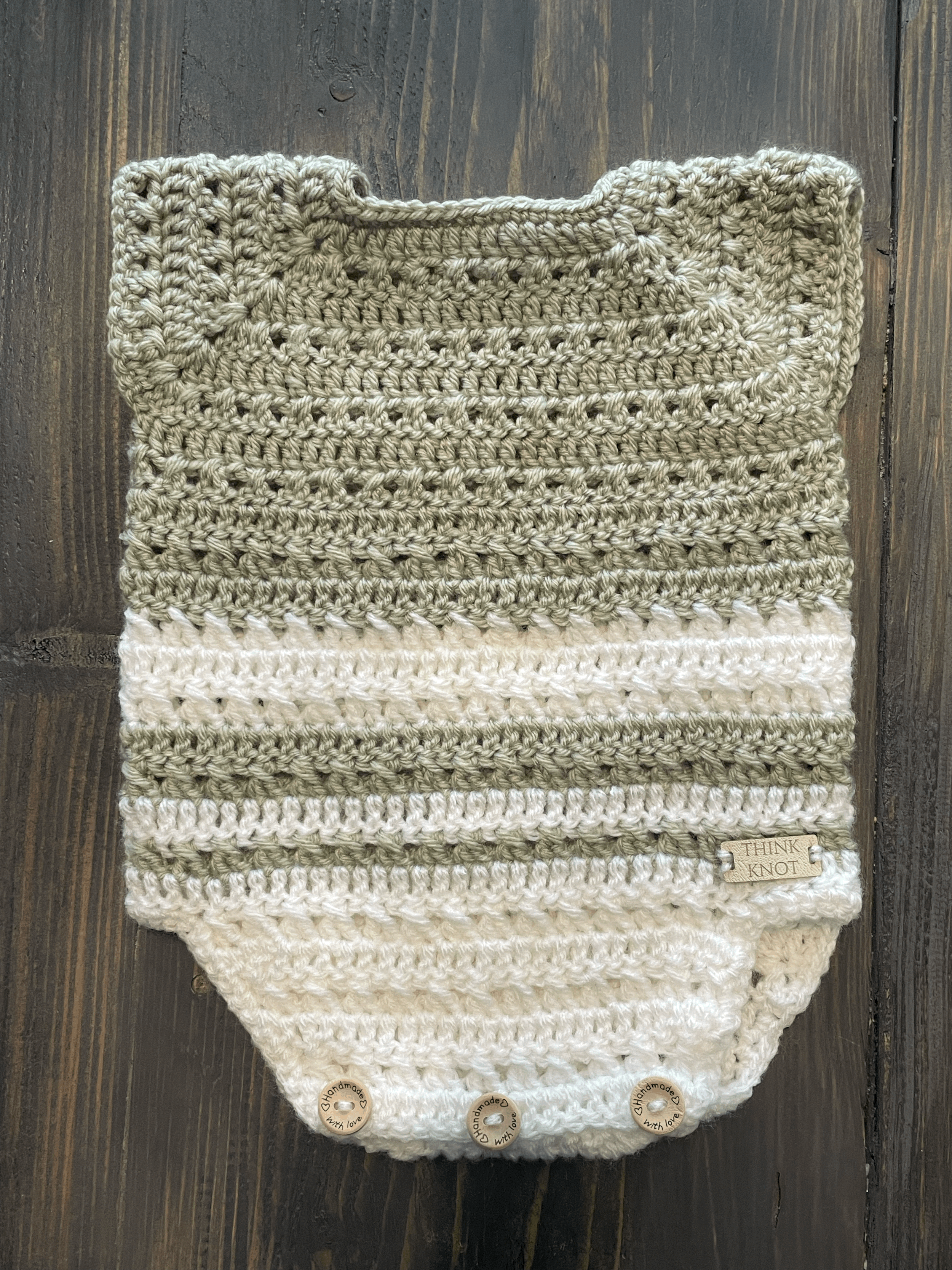 Pistachio and White Baby Romper - SAMPLE SALE