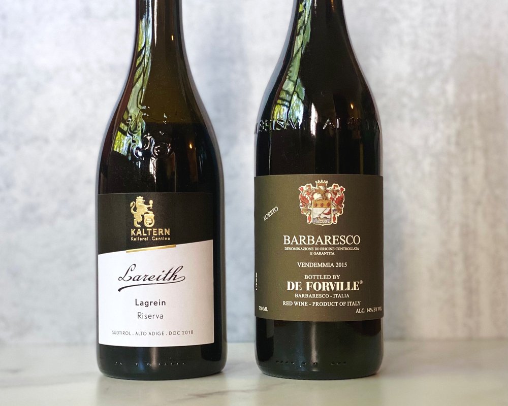  Kellerei Kaltern, Lareith, Lagrein Riserva Südtirol-Alto Adige, Italy 2018   De Forville, Barbaresco, Piedmote Italy 2015    