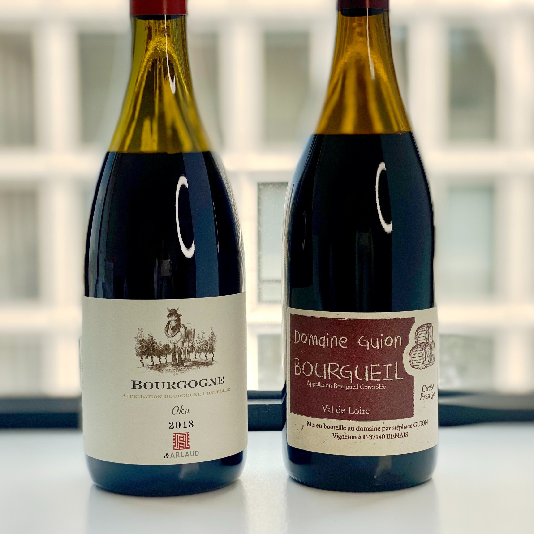  Domaine Guion Cuvée Prestige Bourgueil Loire, France 🇫🇷 2018   Domaine Arlaud “Oka” Bourgogne Rouge, France 🇫🇷 2018  