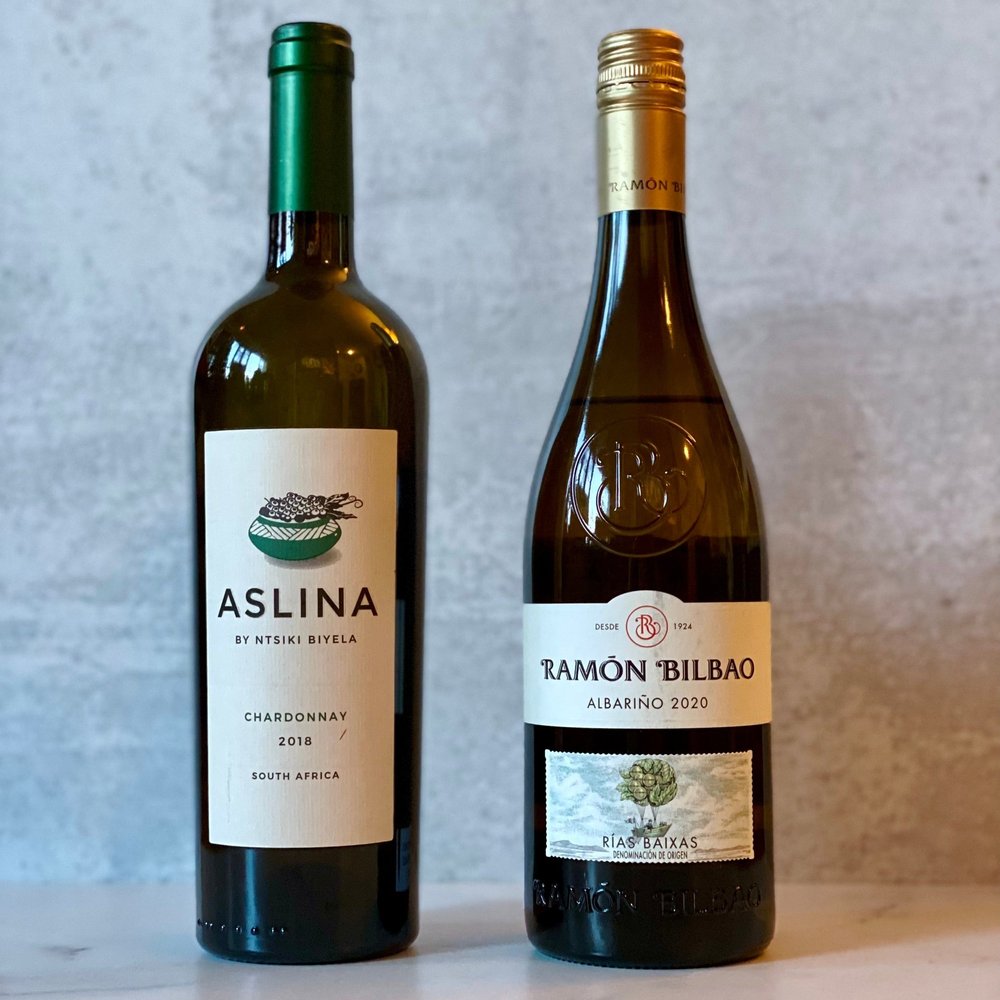  Aslina Chardonnay Western Cape South Africa 🇿🇦  Ramõn Bilbao, Albariño, Rias Baixas, Spain 🇪🇸 
