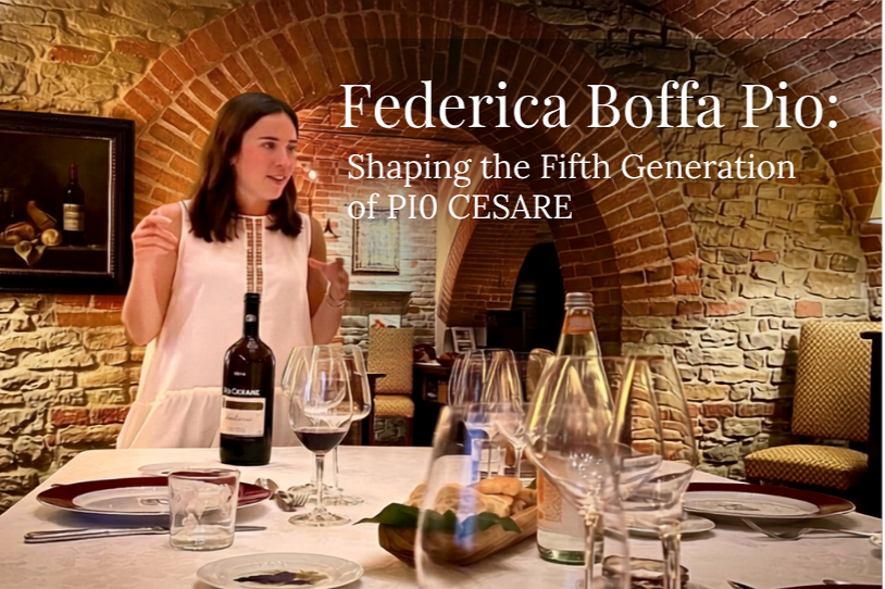 Federica Boffa Pio presenting Pio Cesare wines during a private dinner at their family home in Barbaresco, Piedmont, Italy.