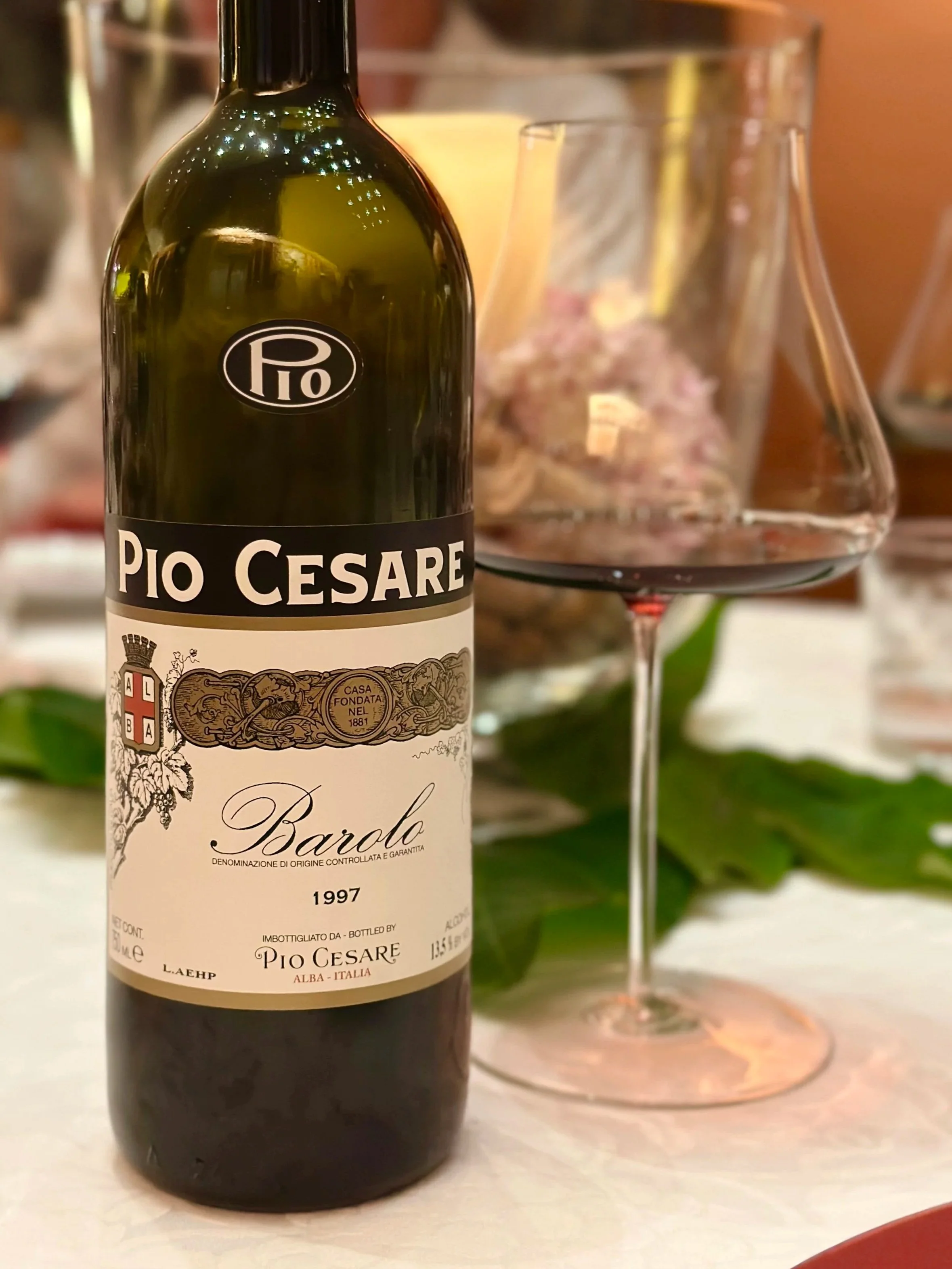 Federica Boffa Pio presenting 1997 Barolo during a private dinner at their family home in Barbaresco, Piedmont, Italy.