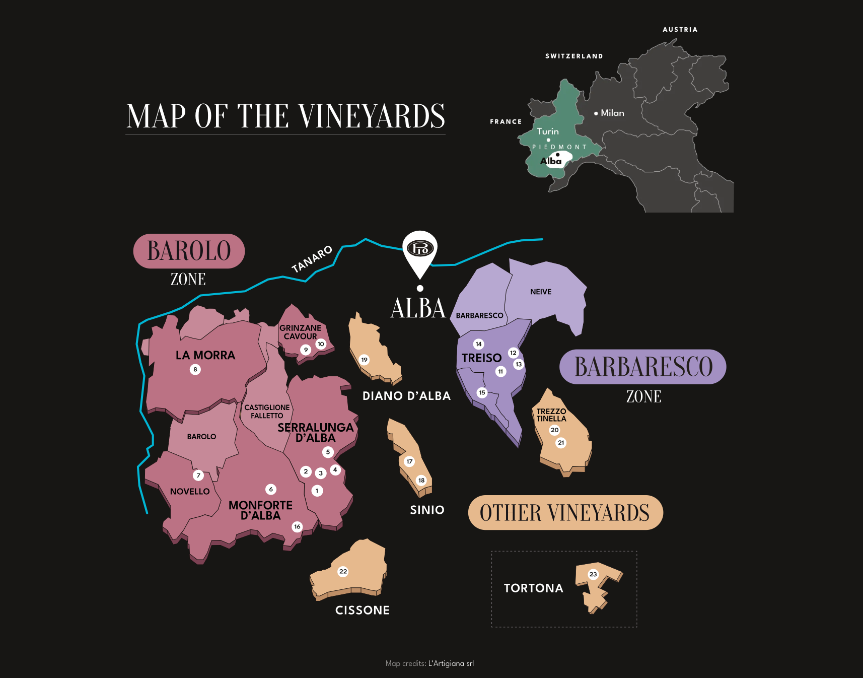 Pio Cesare Vineyard Map