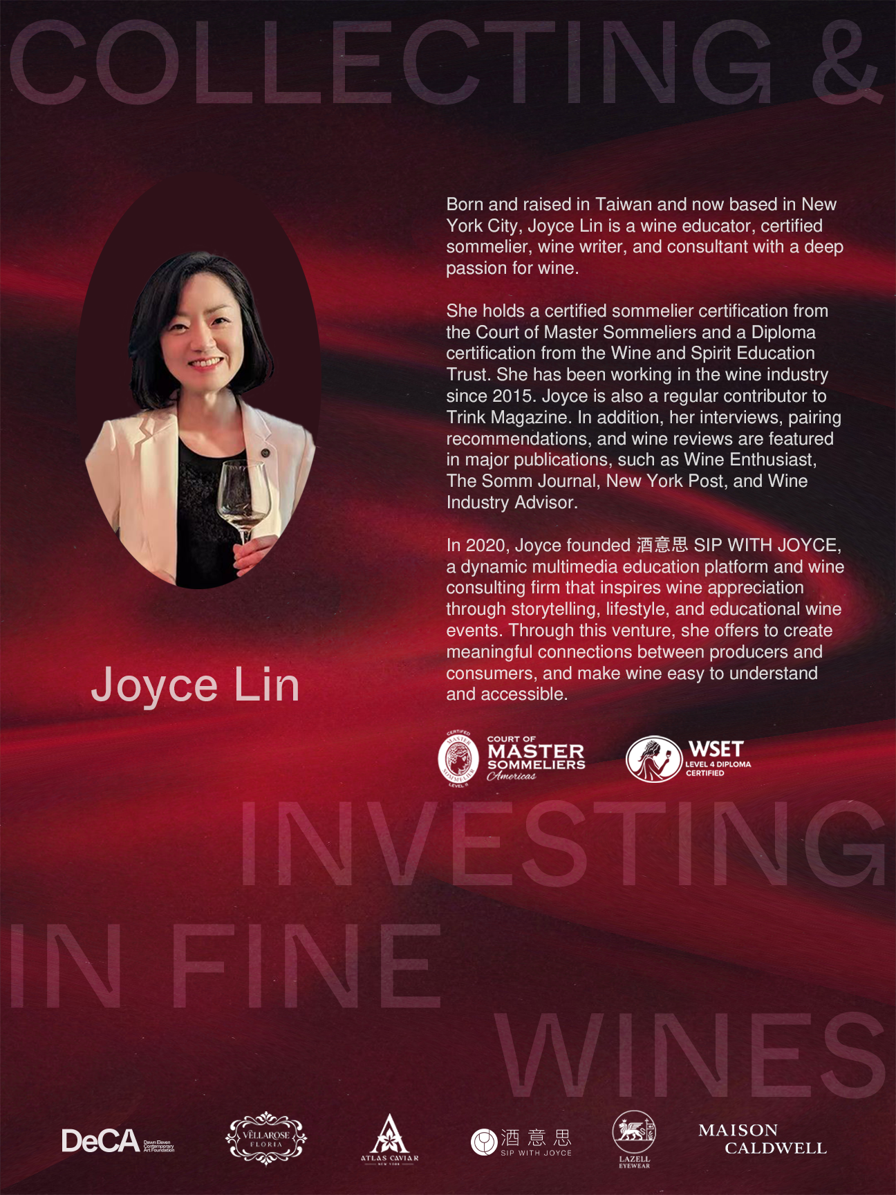DipWSET, CMS Sommelier Joyce Lin, wine educator