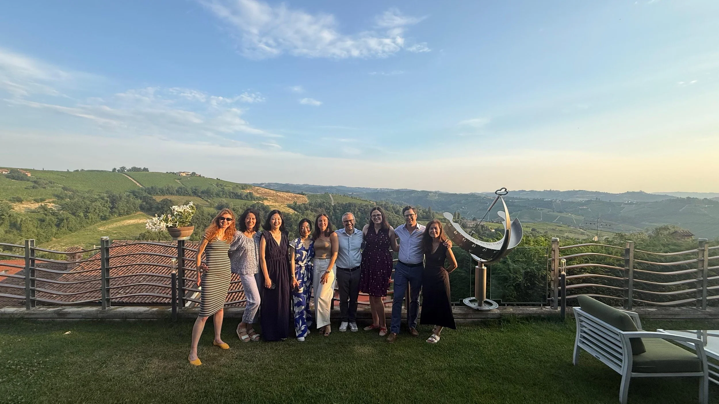 Group photo with Federica Boffa Pio at La Ciau del Tornavento in Treiso, Italy