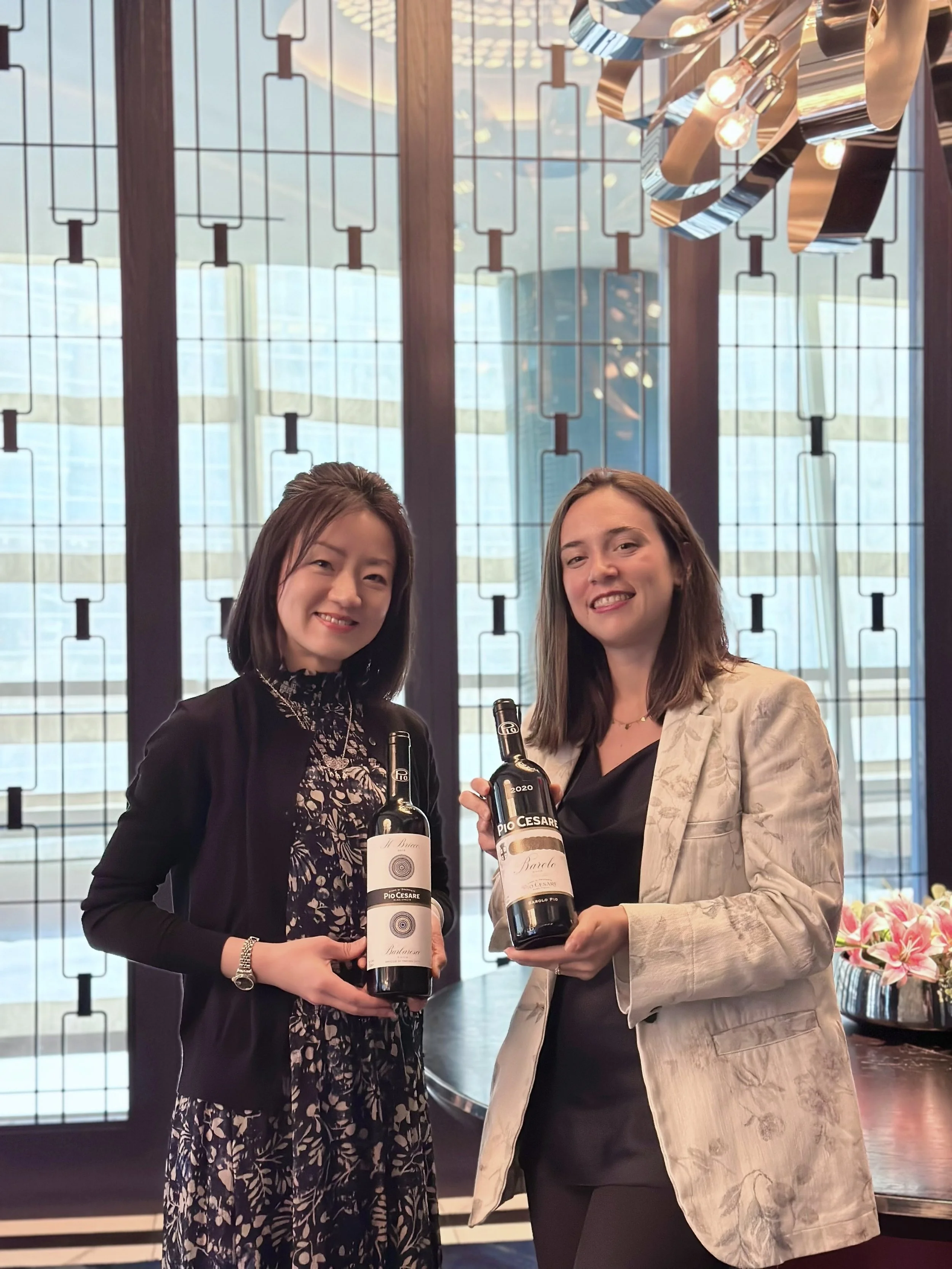 Joyce Lin, DipWSET, CMS Certified sommelier with Federica Boffa Pio, the fifth generation of Pio Cesare at Hutong, New York City