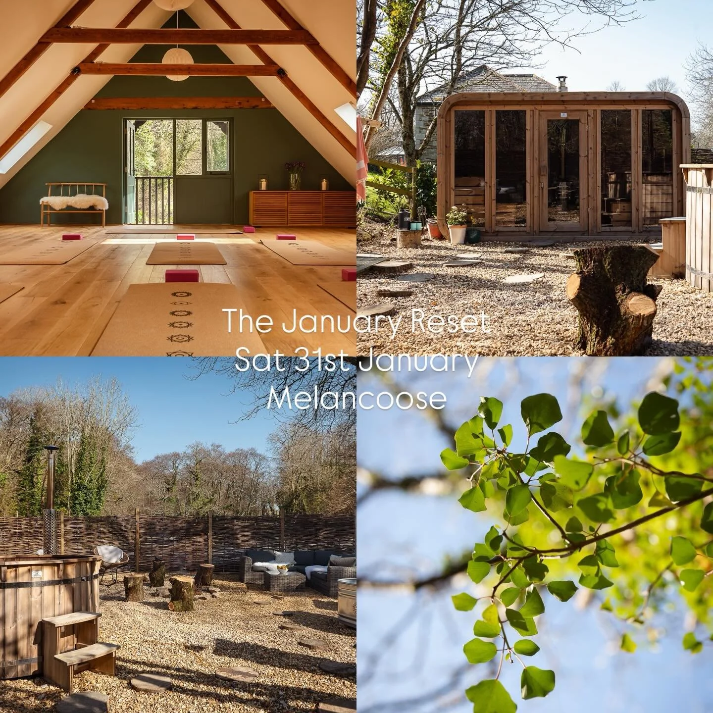 ✨The January Reset✨ - last 2 spaces left

Join me for a morning to disconnect from it all, in the beautiful surroundings of @melancoose 

The half day retreat is about creating space to disconnect, reconnect with yourself and have time to reflect and