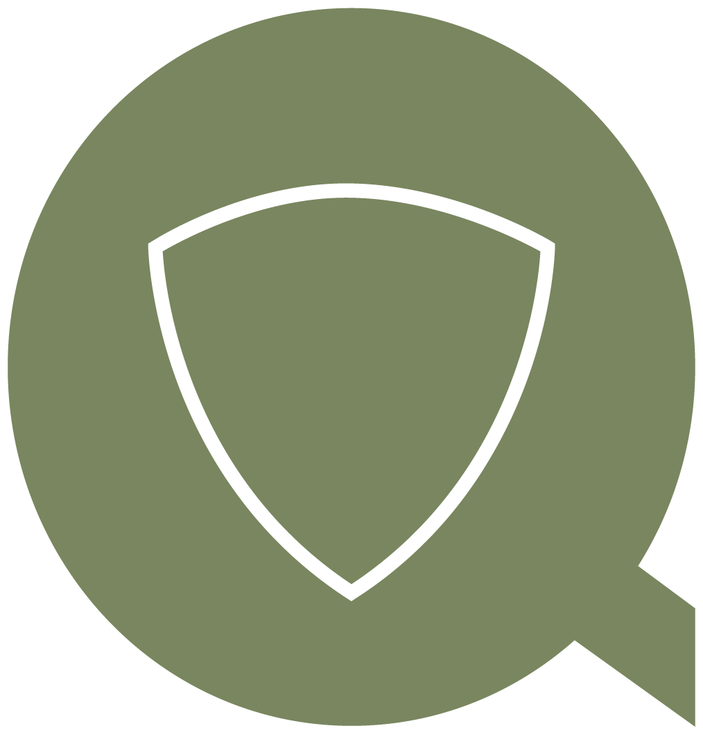 Magnifying glass with a shield symbol inside, representing security or protection.