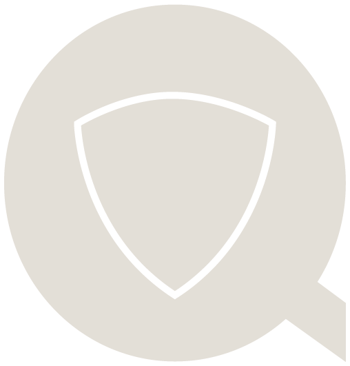 Shield icon inside a magnifying glass