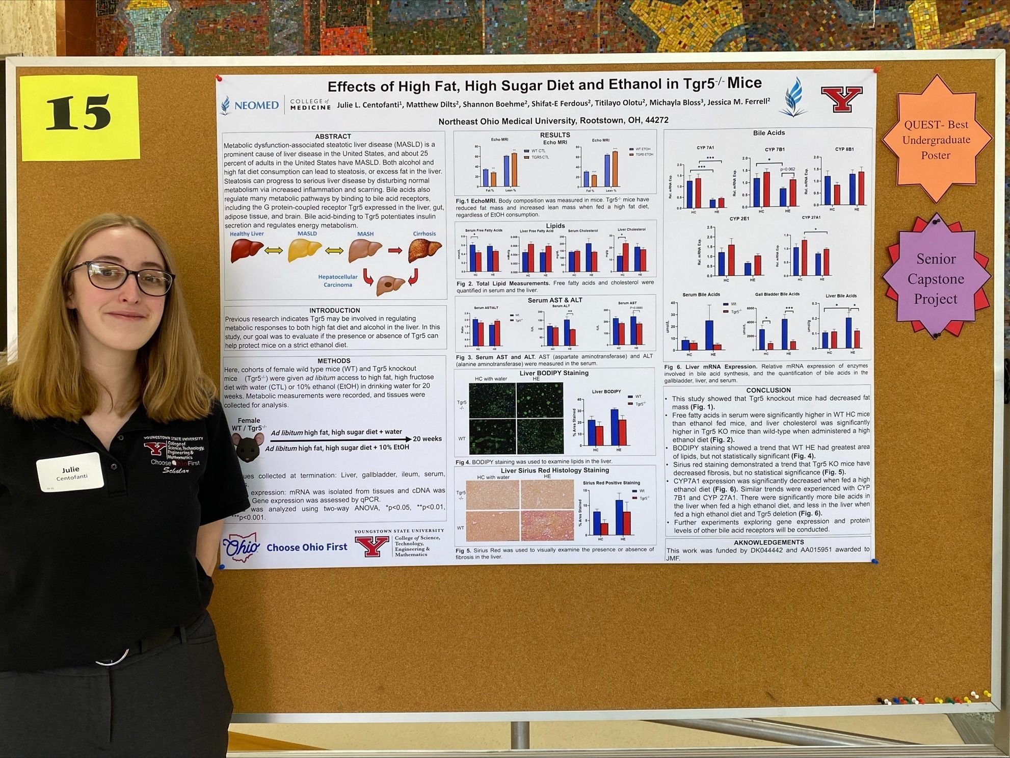 Julie Centofanti (current M2) won Best Poster for her work in the Ferrell lab, YSU Quest Research Symposium 2024.