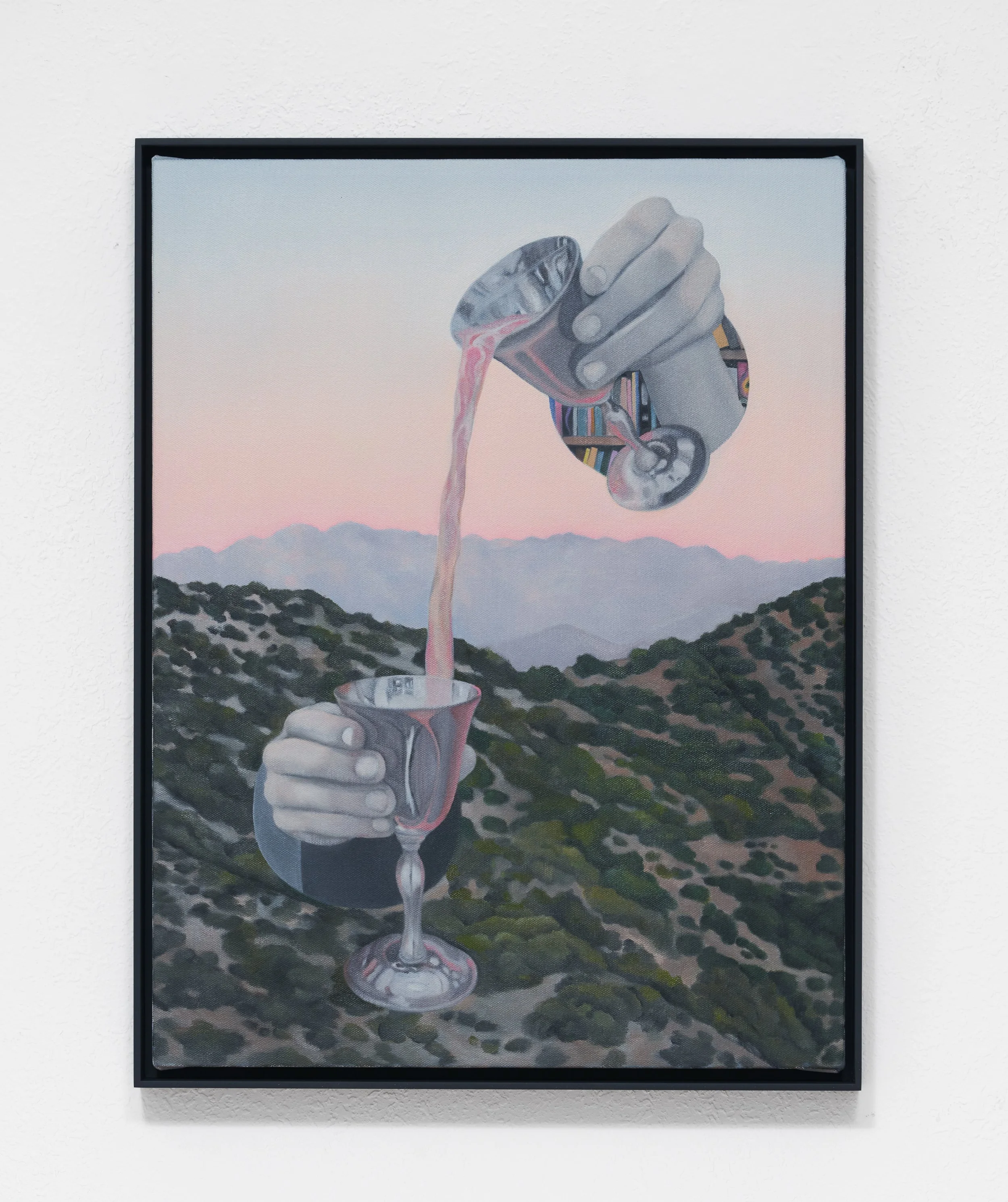 "Sky Pour", 2023. Oil on canvas-wrapped panel. Framed: 21.94 x 16.81 x 2 inches (55.72 x 42.69 x 5.08 cm). INV-INGD-0028