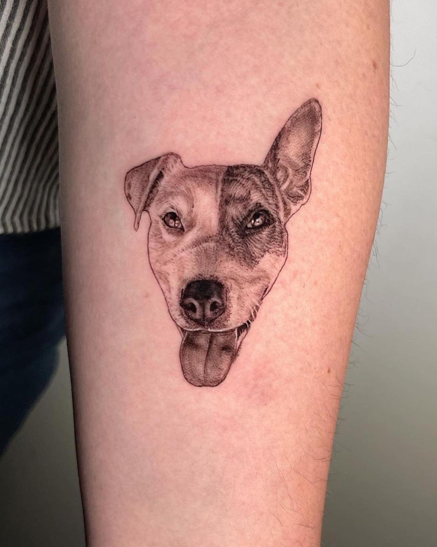 Micro pup portrait by Kevin (@kevinavila_tattoos)
