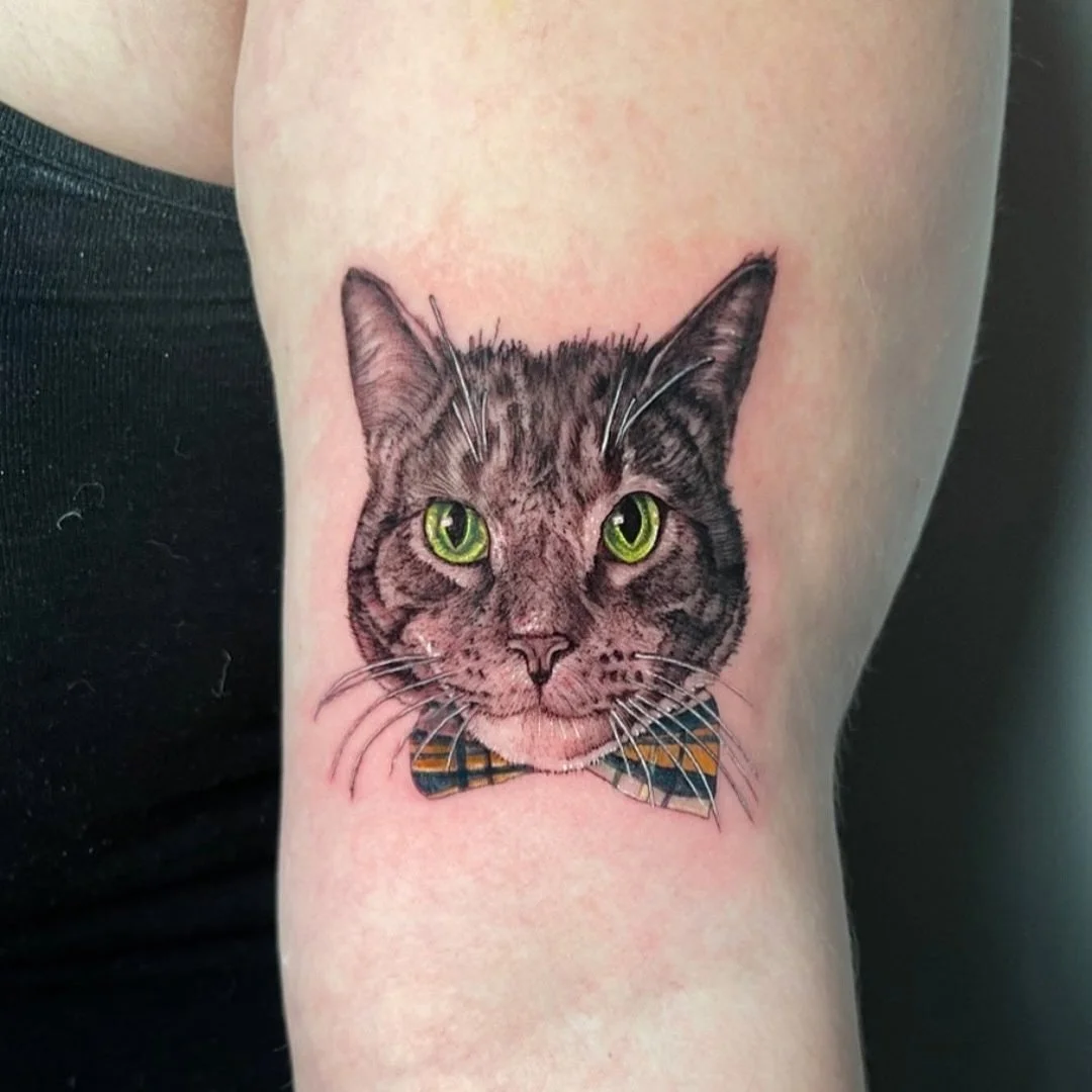 Cat portrait by @kevinavila_tattoos