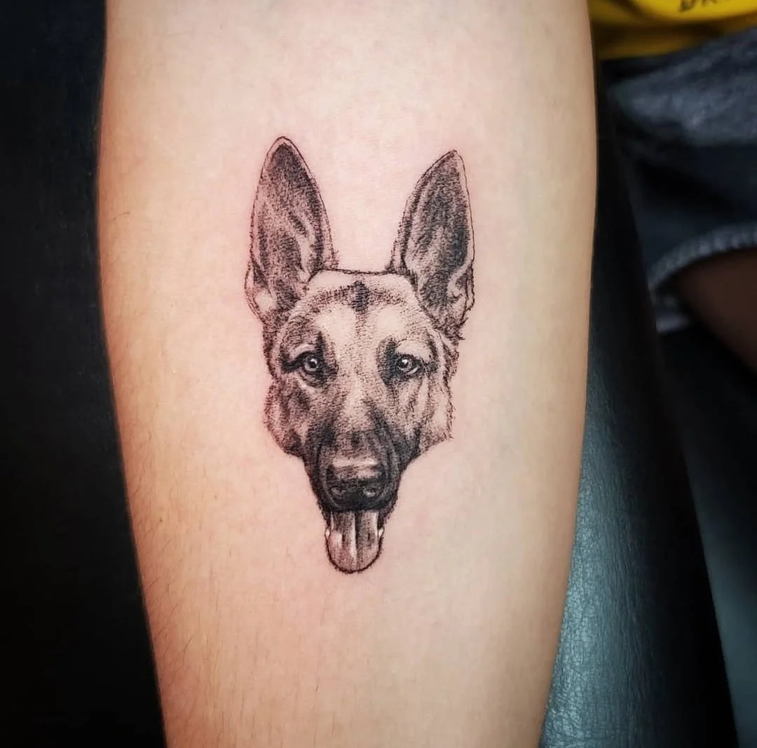 Dog portrait 🐕 by @kevinavila_tattoos