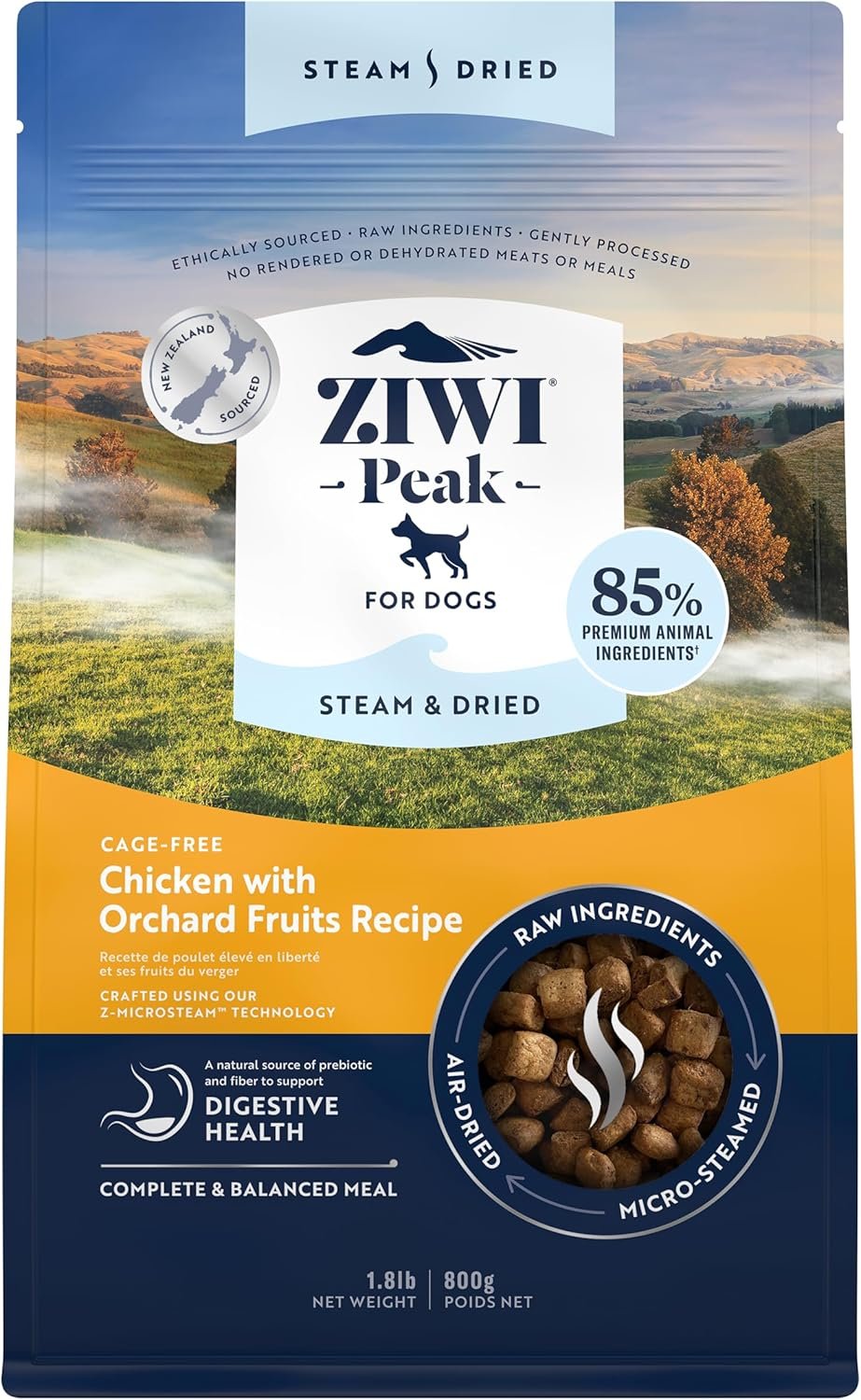 
Ziwi Peak Steam & Dried Dog Food - Cage-Free Chicken w/Fruits