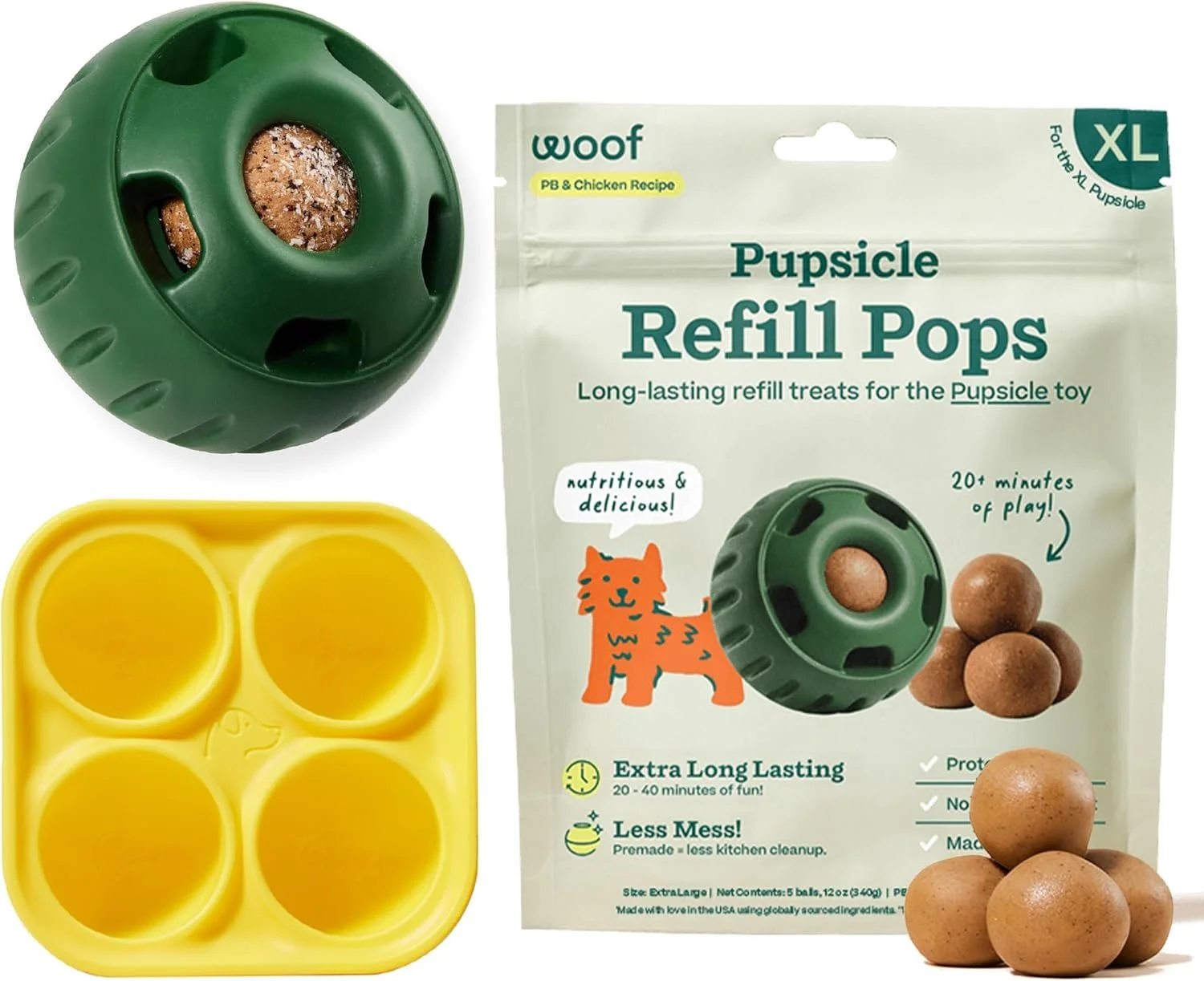 Pupsicle Interactive Toy - Silicone Treat Mold and Refill
