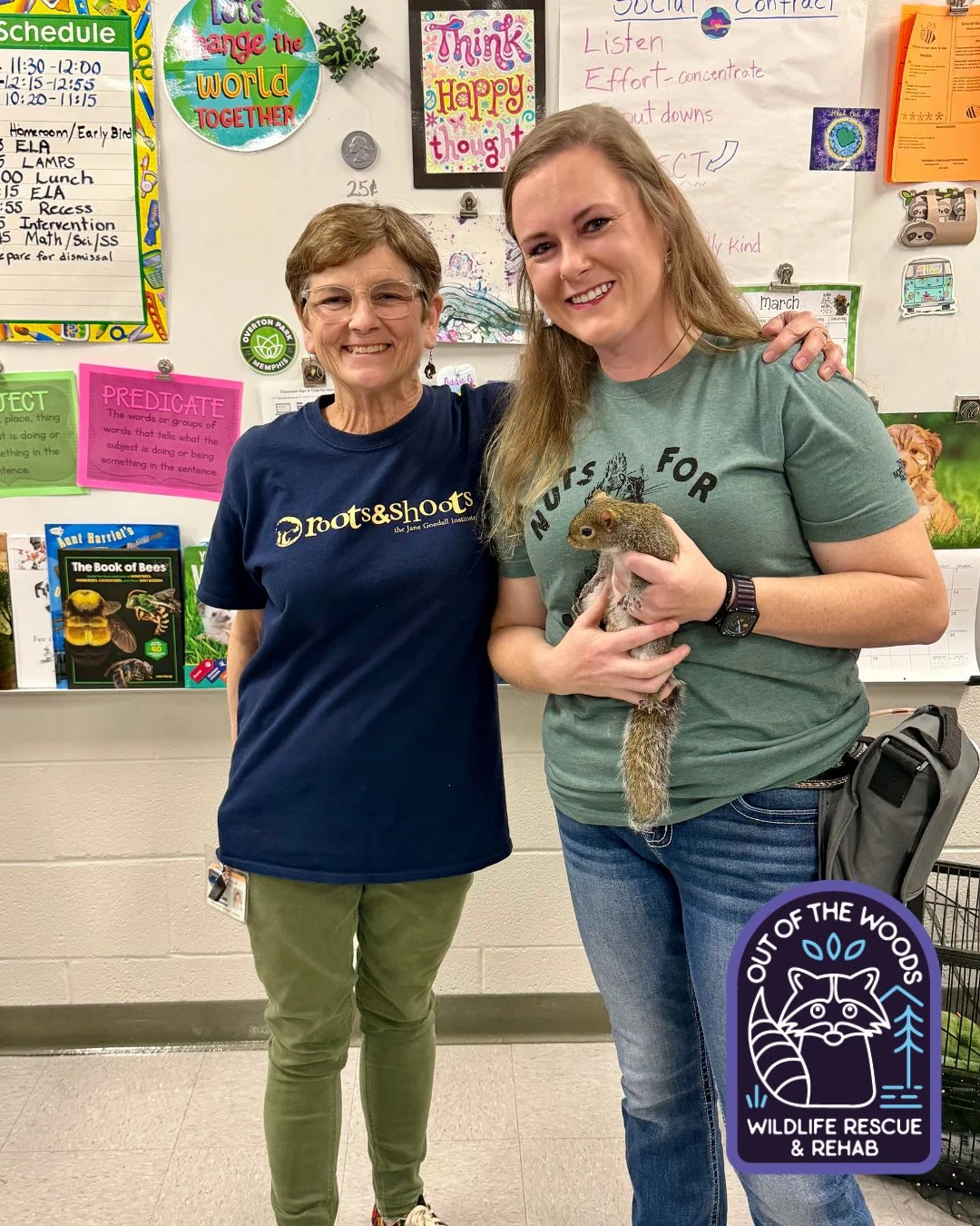 Yesterday our very own Sarah Howard (accompanied by education ambassadors Henry and Shelldon) had the great honor of returning to Crosswind Elementary to share her love for wildlife with their chapter of @rootsandshoots, sponsored by Lisa McGee. Ms. 
