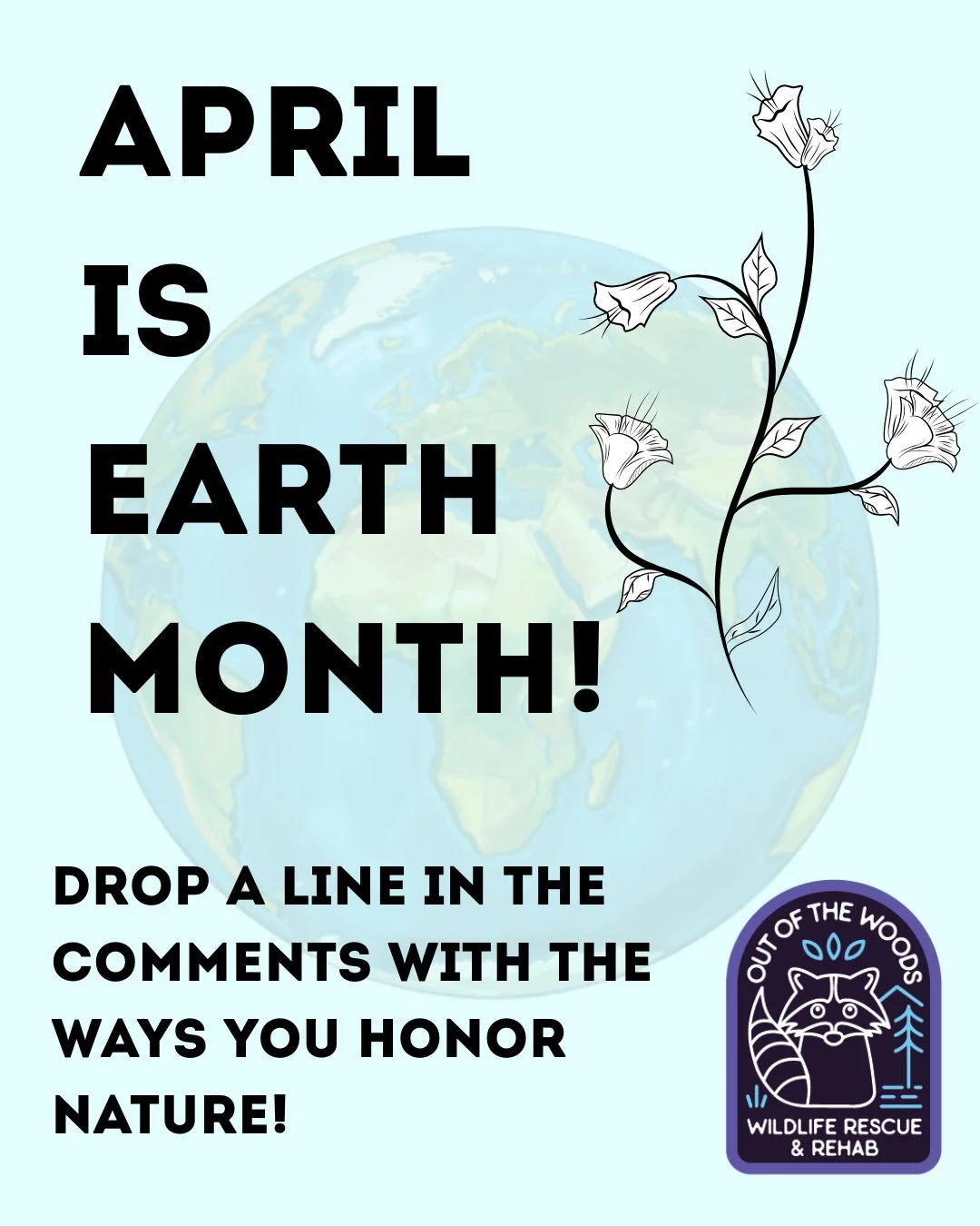 Did you know April is Earth MONTH?! Let us know in the comments how you honor nature! #tennessee #westtennessee #outofthewoodswildlife #wildlifeeducation #earthmonth #april