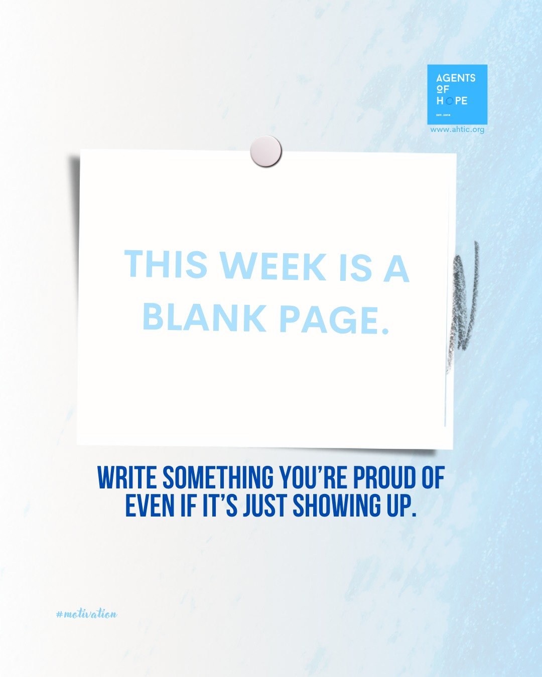 This week is like a blank page. 💙

You get to write your own story.

Even if all you do is show up, that matters.

You are doing more than you think.

Take one small step today,

We are here with you. 🙏

#MondayMotivation #AgentsOfHope #RefugeeSupp