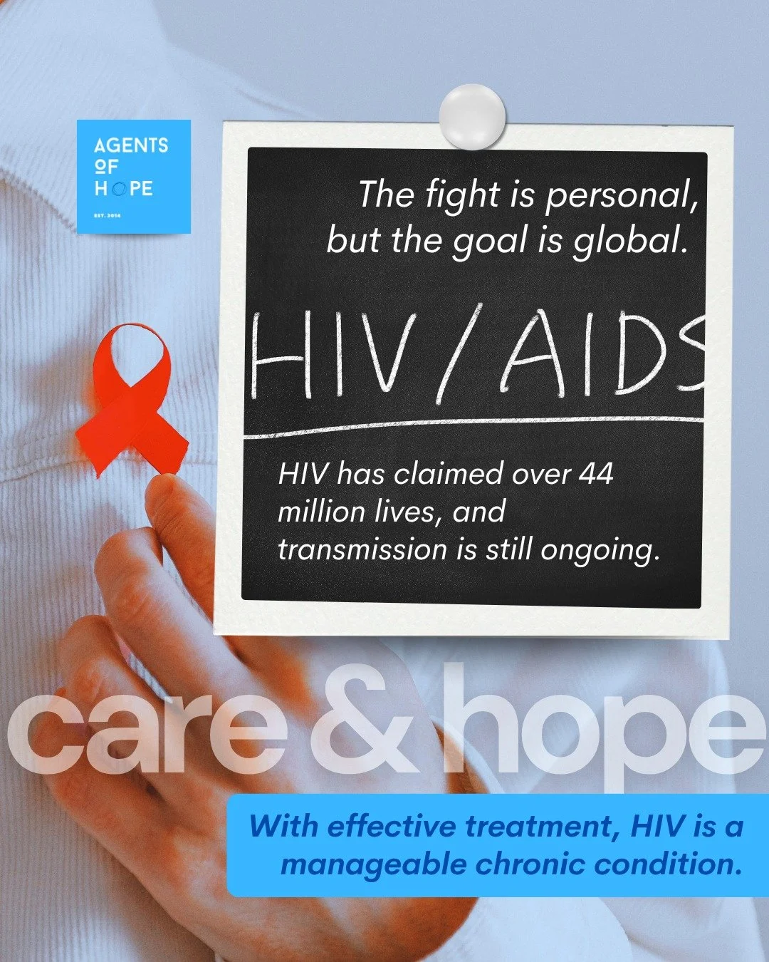 The fight is global, but the hope is real. 🎗️ 

While HIV has taken millions of lives, effective treatment means it is a manageable chronic condition today.

This is a message of Care &amp; Hope. 

Knowing your status is the first step toward a long