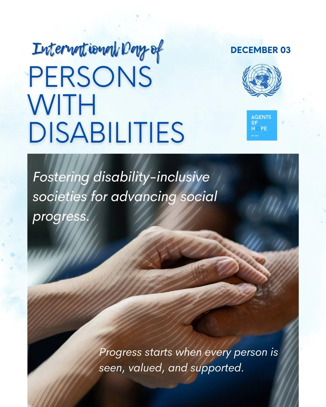 International Day of Persons with Disabilities, 

recognized by the United Nations.

This year&rsquo;s theme focuses on building disability-inclusive communities that support real social progress.

Inclusion isn&rsquo;t a one-day effort.

It grows th