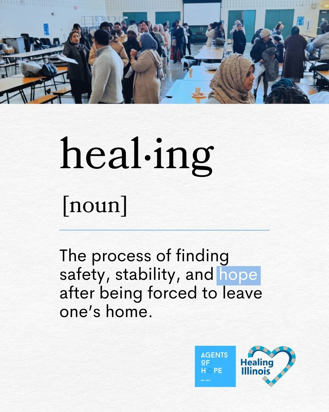 Healing doesn&rsquo;t happen all at once.

For many refugees, healing begins with small moments:
Safety.
Support.
A community that welcomes them.

Step by step, people rebuild their lives.

Through the Healing Illinois initiative led by the Illinois 