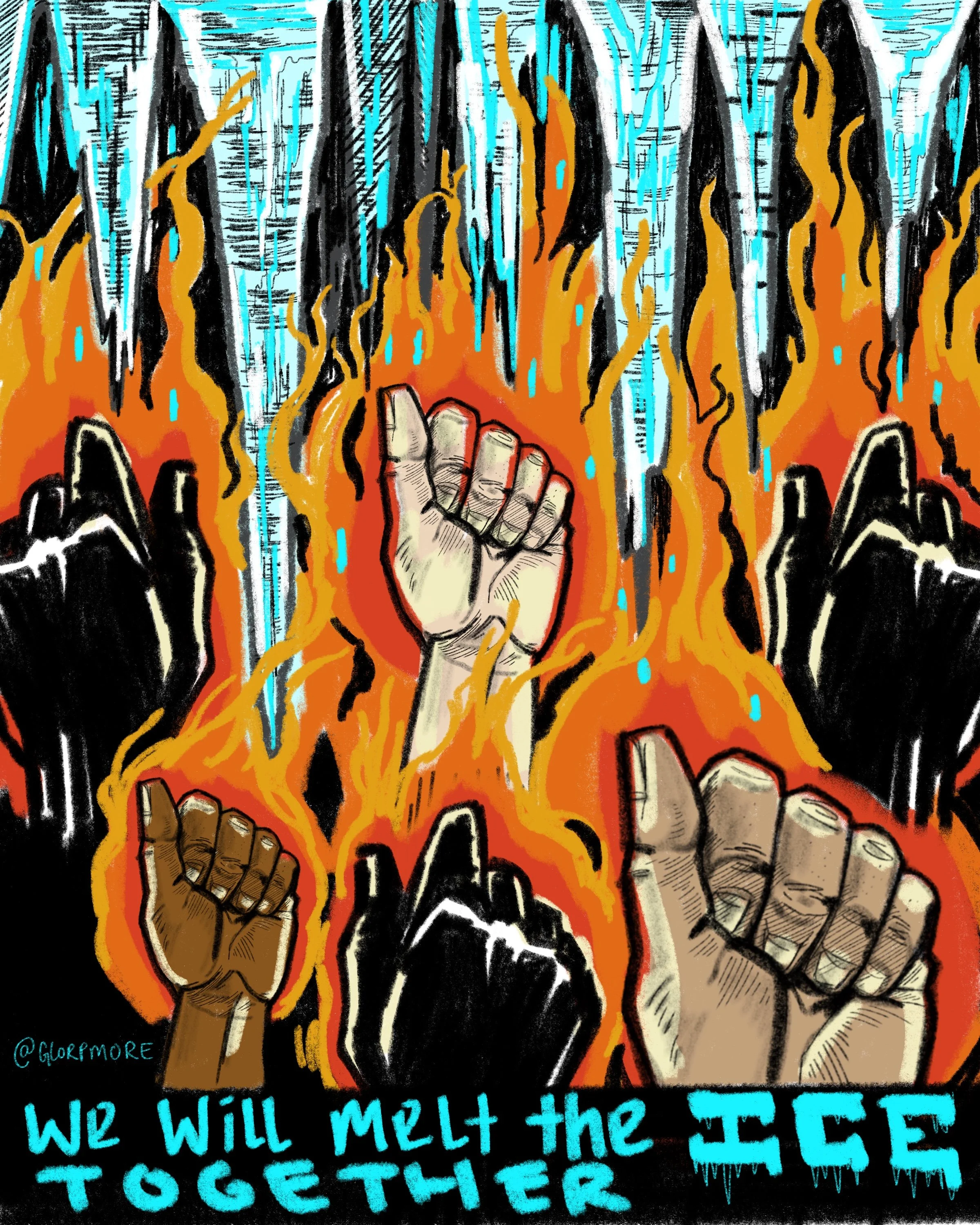 MELT THE ICE Window Poster