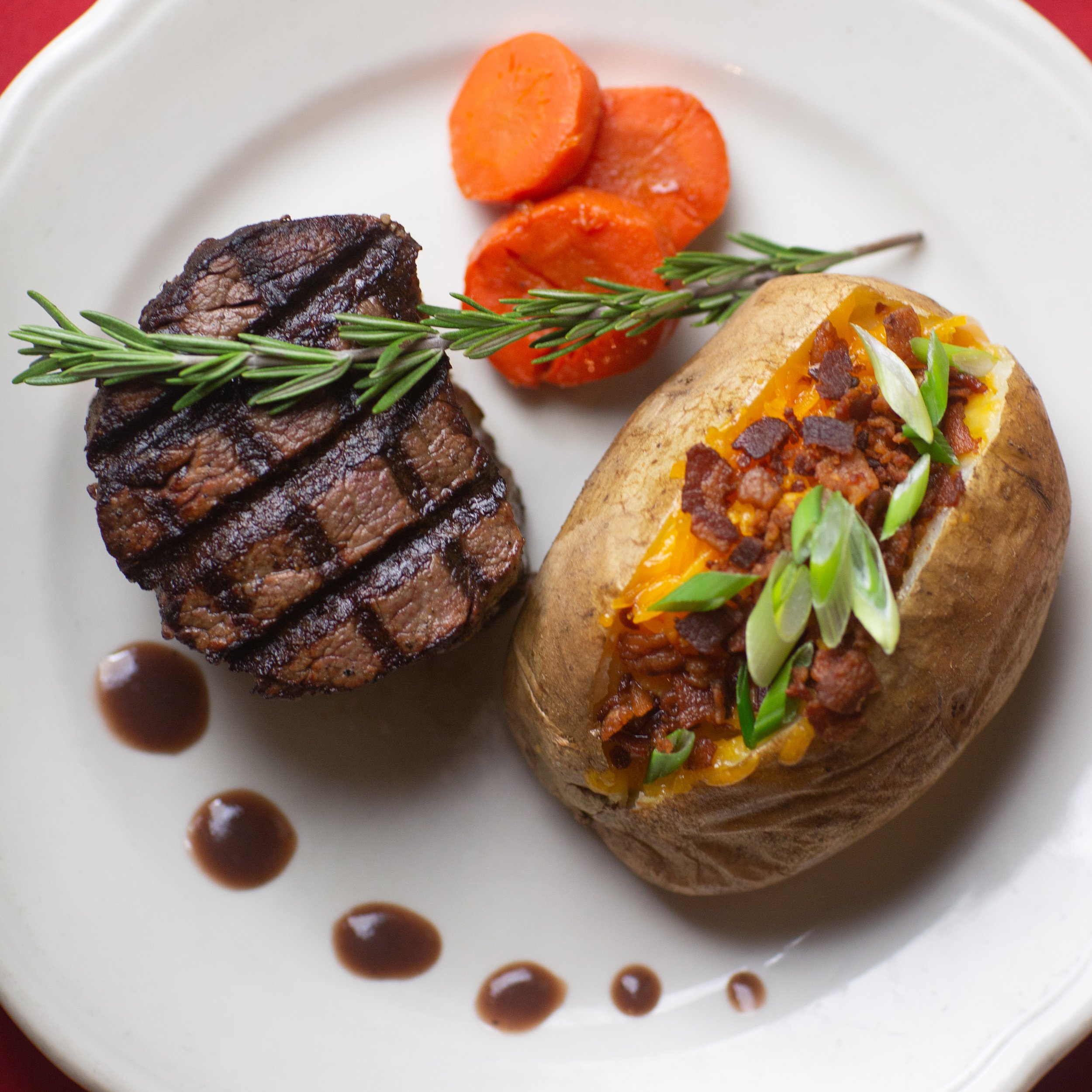 filet with baked potato